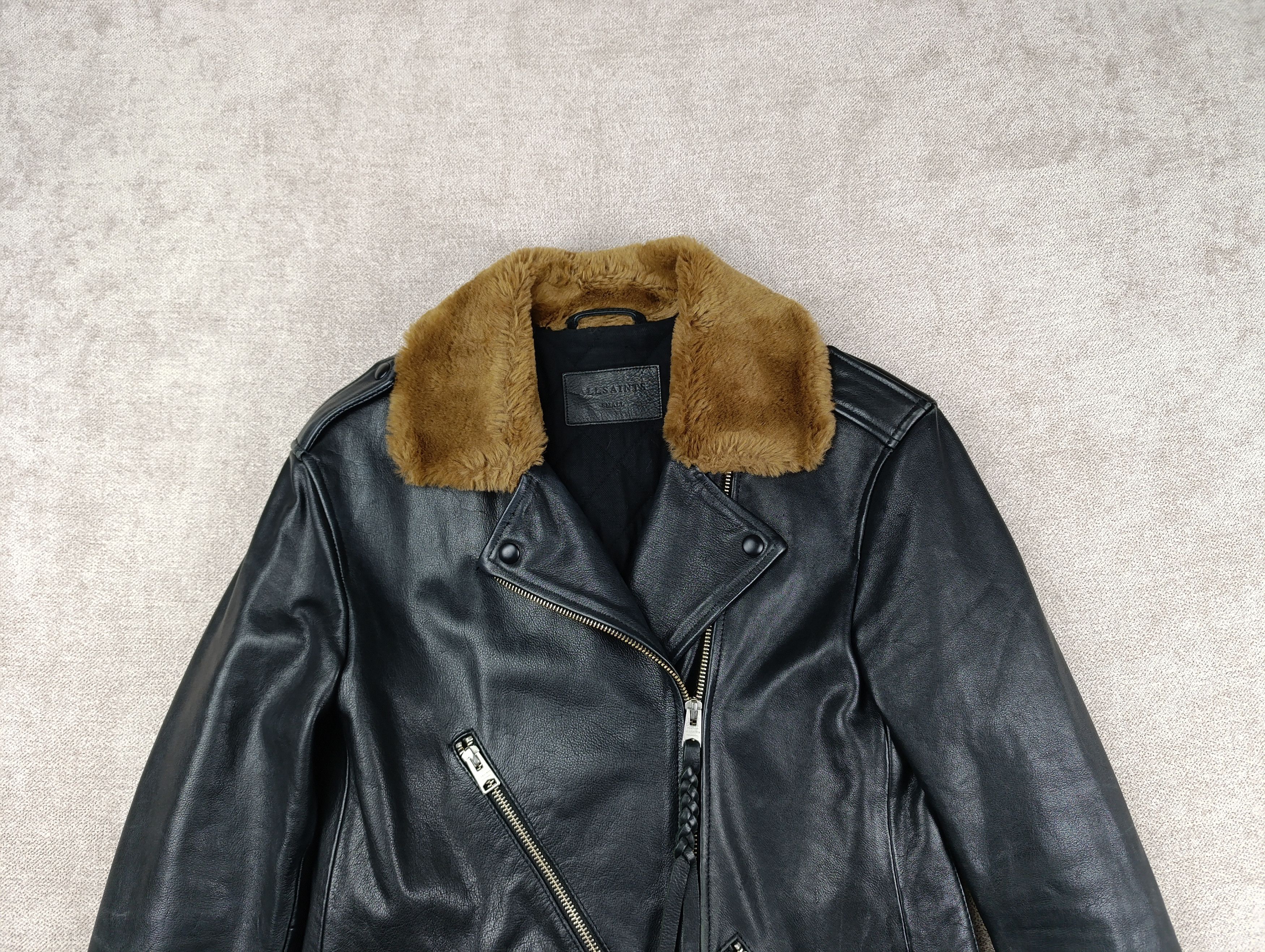 Allsaints ALLSAINTS SHERWOOD BIKER WOMENS BLACK JACKET SIZE S Size S / US 4 / IT 40 - 4 Thumbnail