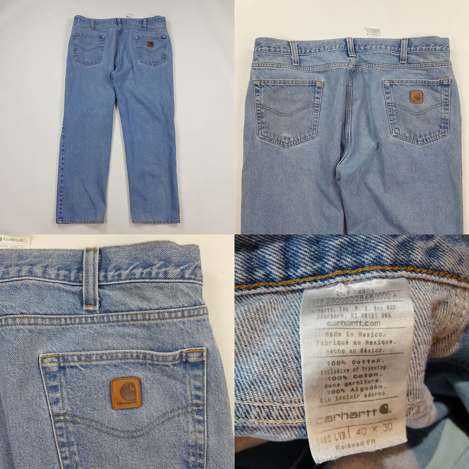 Carhartt Carhartt Jeans B460 Relaxed Fit 40x30 Denim Blue Work Straight Vintage Mens 90s Grunge Retro USA Western Carhartt Logo Navy Blue Jeans Size US 40 / EU 56 - 8 Thumbnail