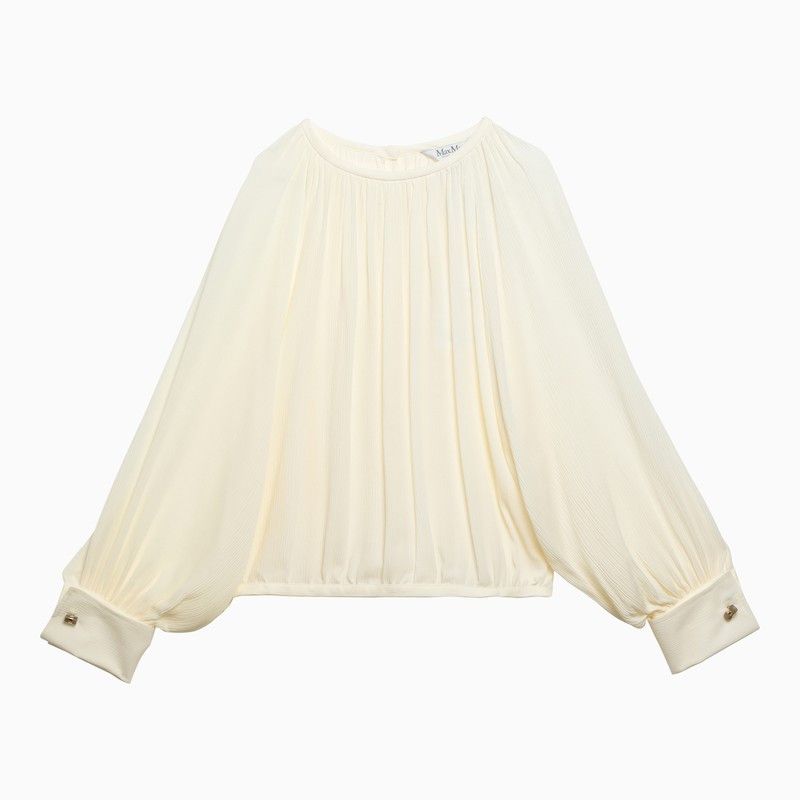 image of Max Mara Ivory-White Silk Blouse, Women's (Size Small)