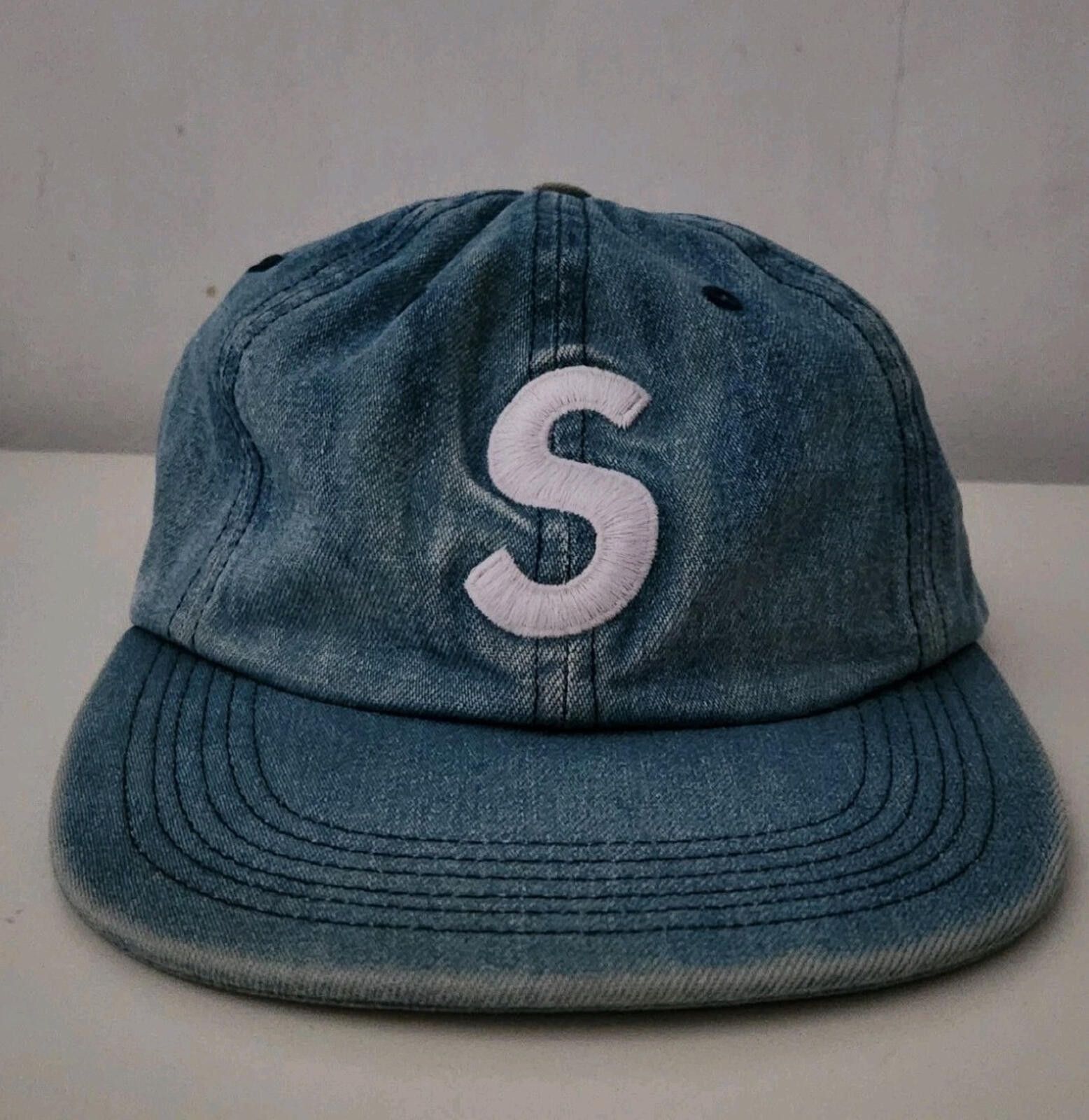 Supreme SS16 Supreme Classic Logo 6-Panel Hat Used Blue Bleach