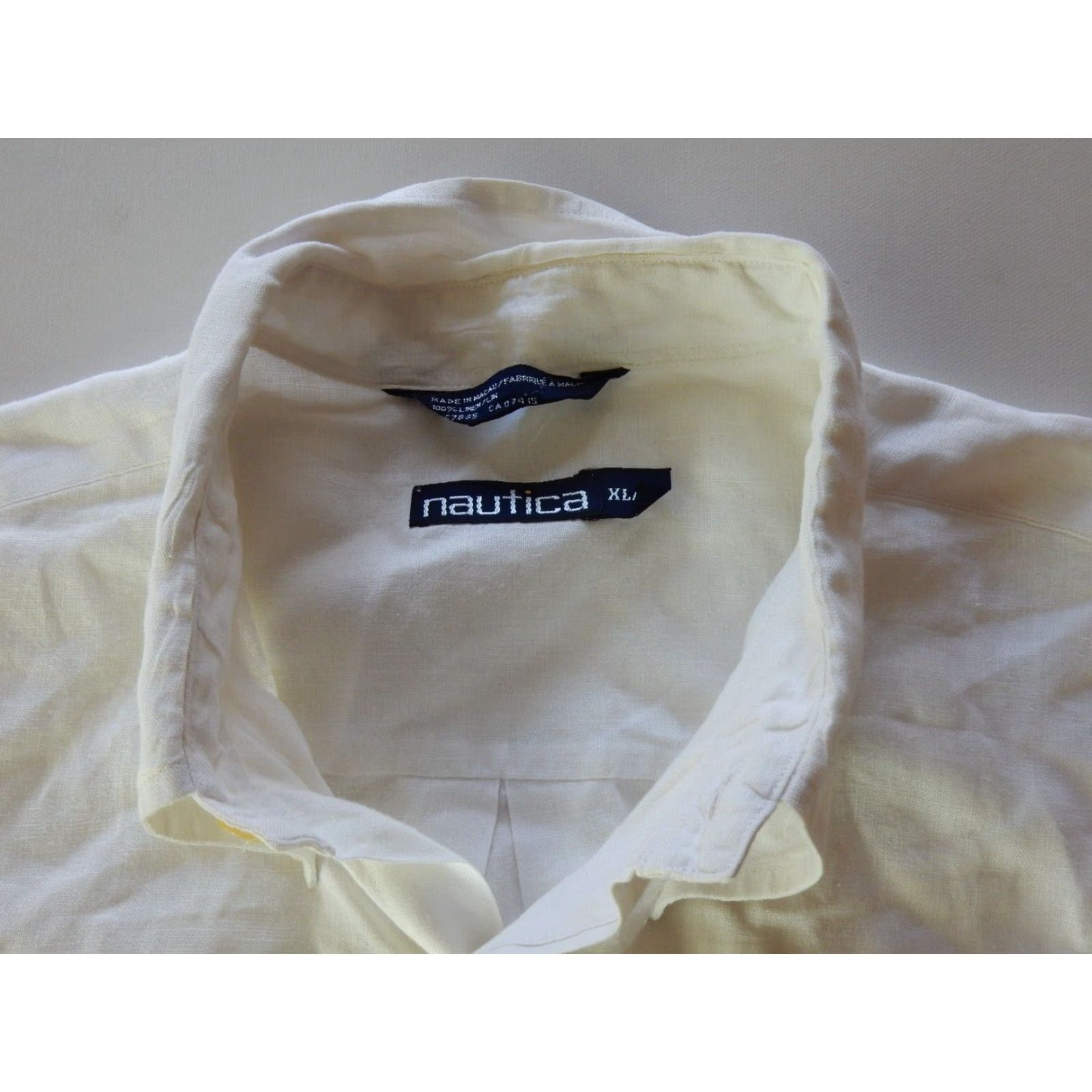 Nautica VINTAGE Nautica Linen Button-Up Shirt Big & Tall XLT White Long Sleeve Mens Size US XL / EU 56 / 4 - 4 Thumbnail