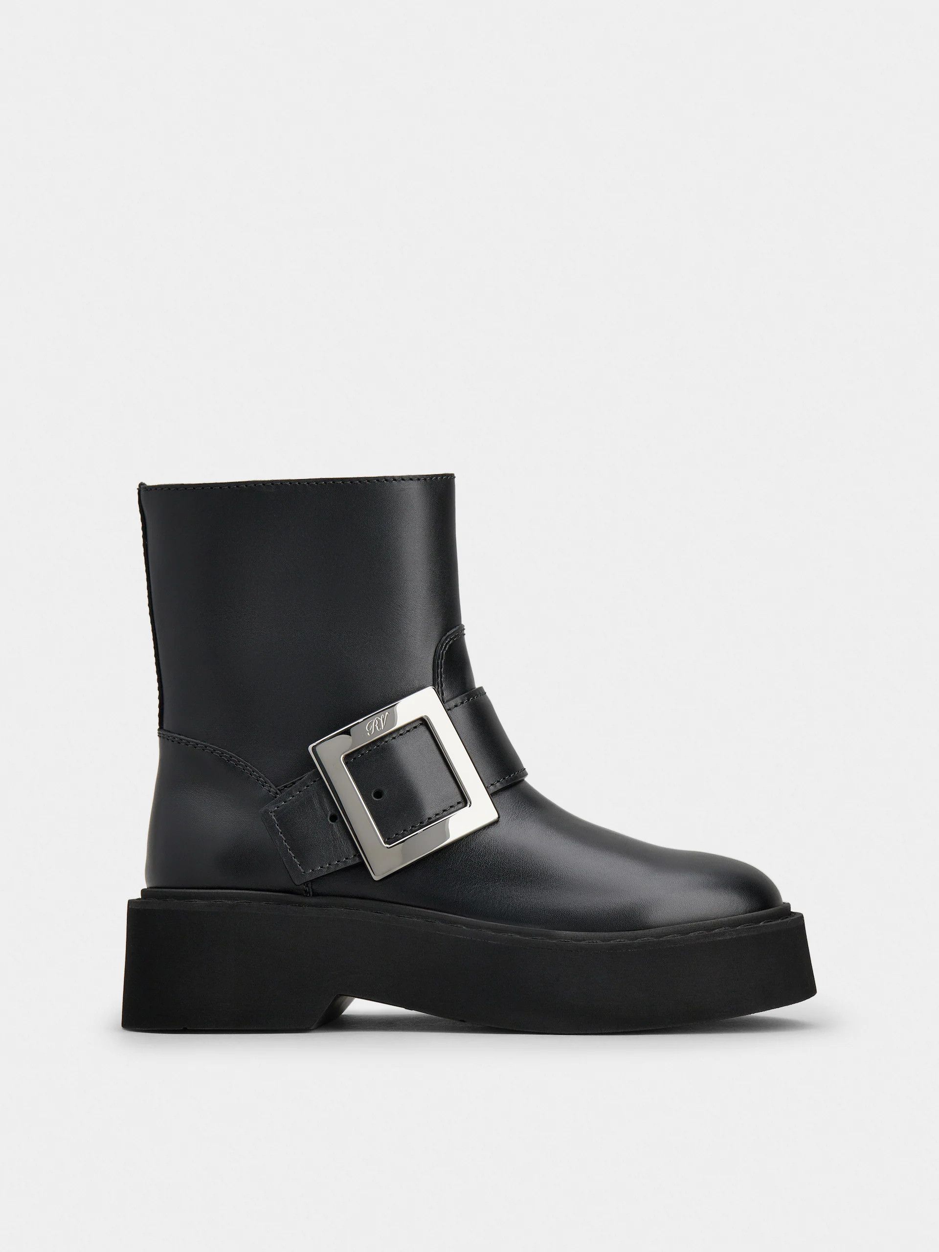 Roger Vivier o1s22i1n0824 Platform Rangers Ankle Boots in Black Size US 9 / IT 39 - 1 Thumbnail
