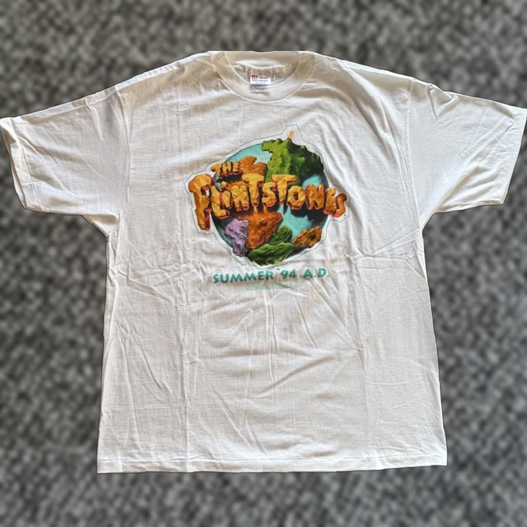Hanes VINTAGE The Flinstones Movie Promo T Shirt XL Universal City Studios 90s Hanes Mens White Cotton Crew Neck Short Sleeve Logo 1990s Size US XL / EU 56 / 4 - 1 Thumbnail