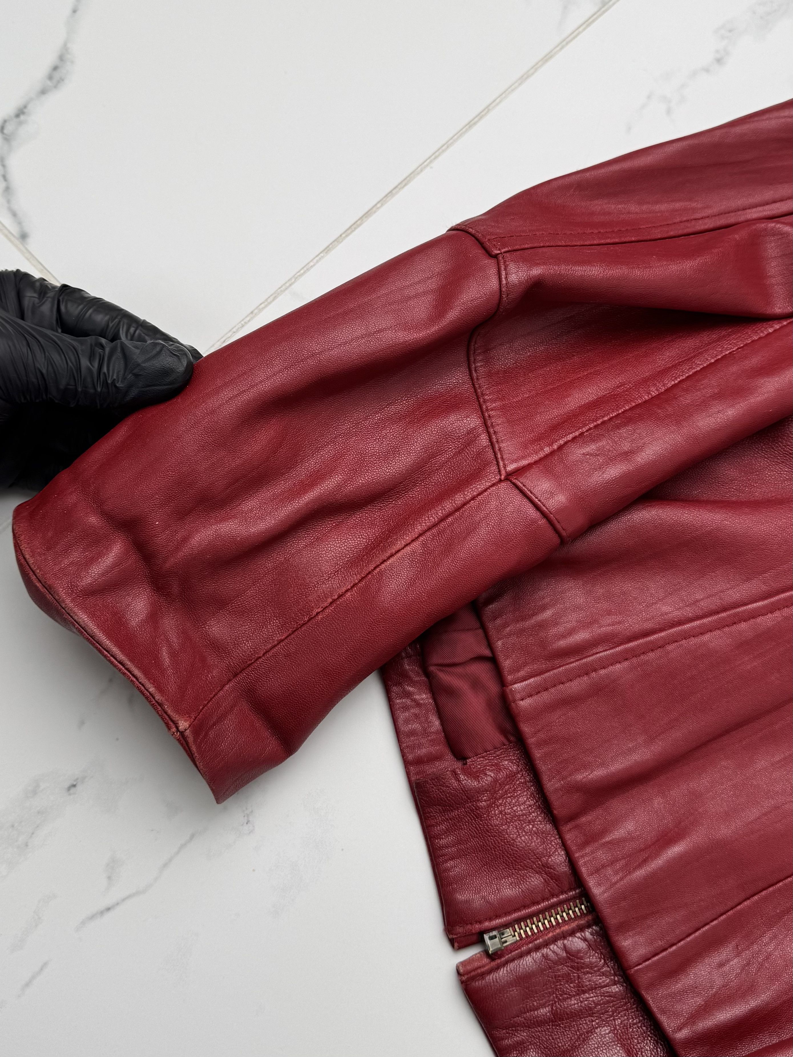Vintage Women Red Leather Jacket Y2K Vintage Fitted Zip Up Style Size S / US 4 / IT 40 - 18 Thumbnail