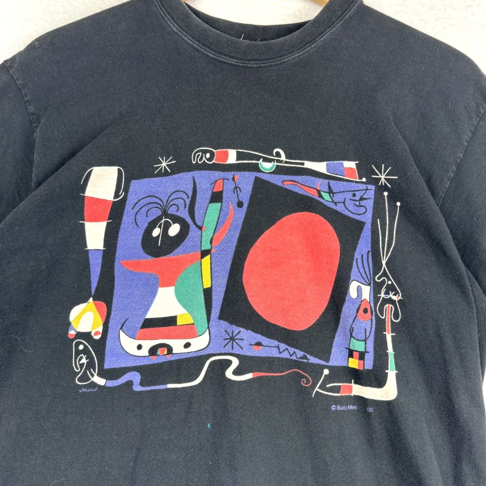 Vintage VINTAGE Joan Succ Miro T-Shirt Graphic Print Shirt Men L Black Cotton Crew Neck Short Sleeve 1990s 2000s RARE Size US L / EU 52-54 / 3 - 4 Thumbnail