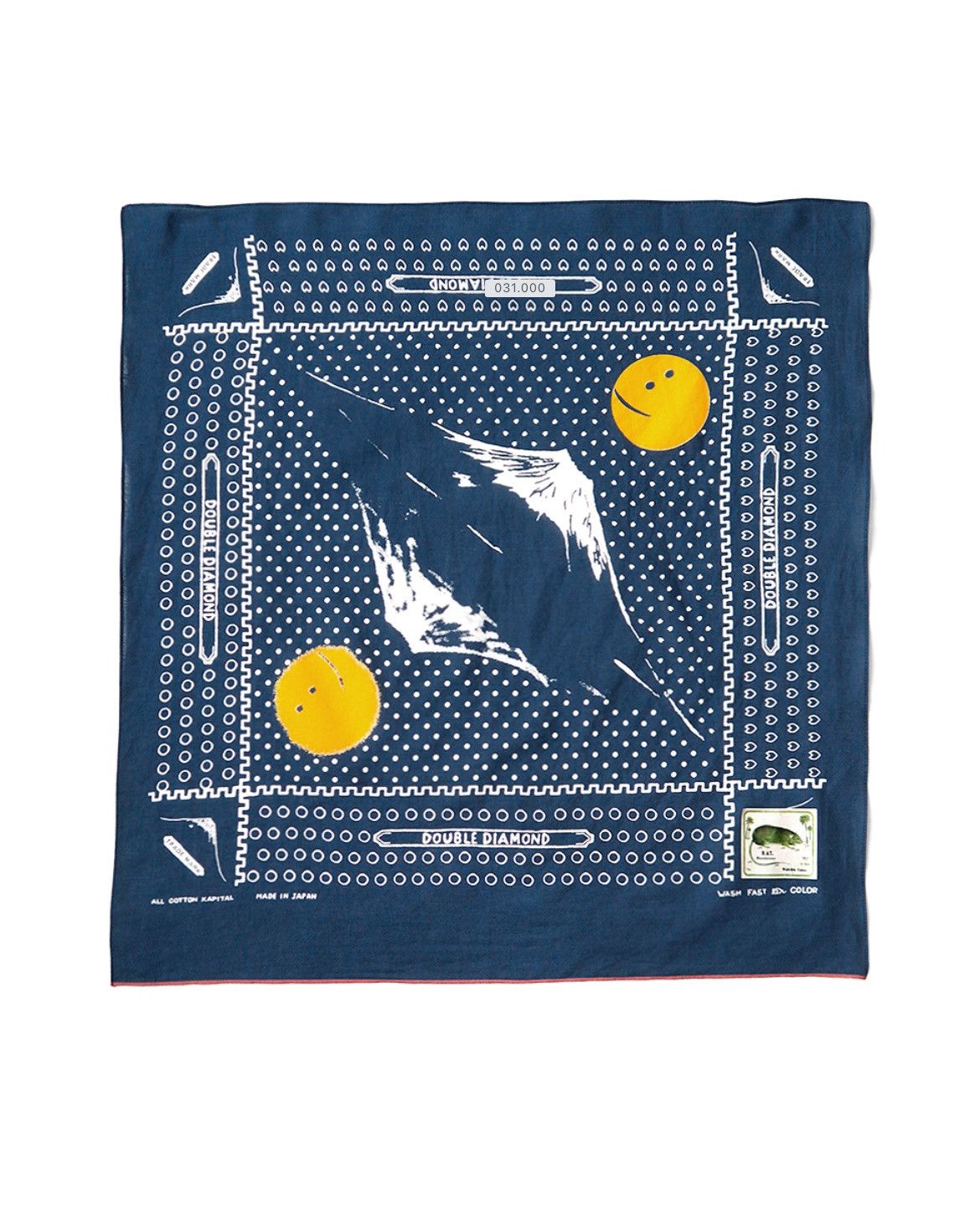 image of Kapital Mt. Fuji Smiley Bandana in Navy, Men's