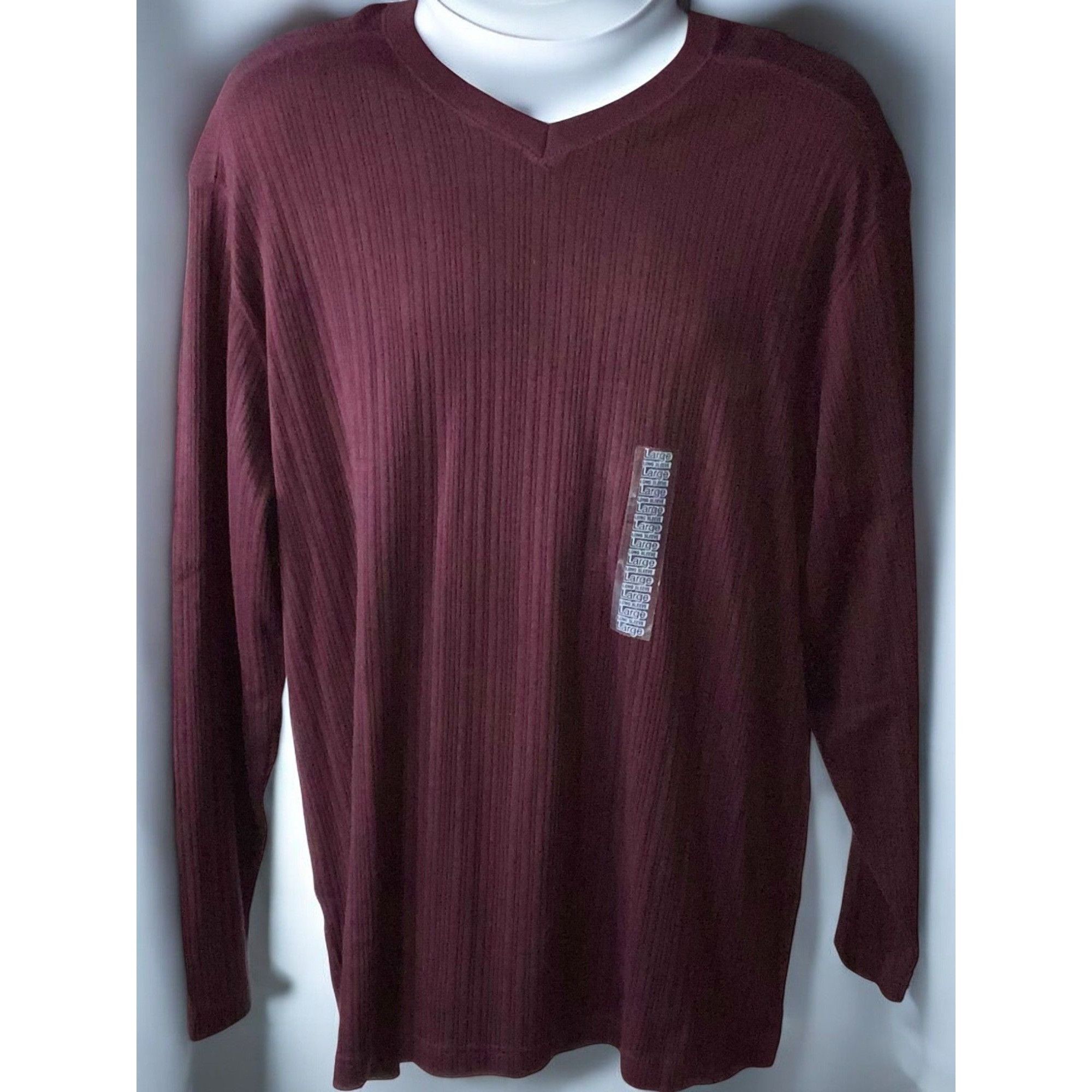 Fieldmaster Fieldmaster Melange Mens NEW Large Burgundy Ribbed VNeck Size US L / EU 52-54 / 3 - 8 Thumbnail