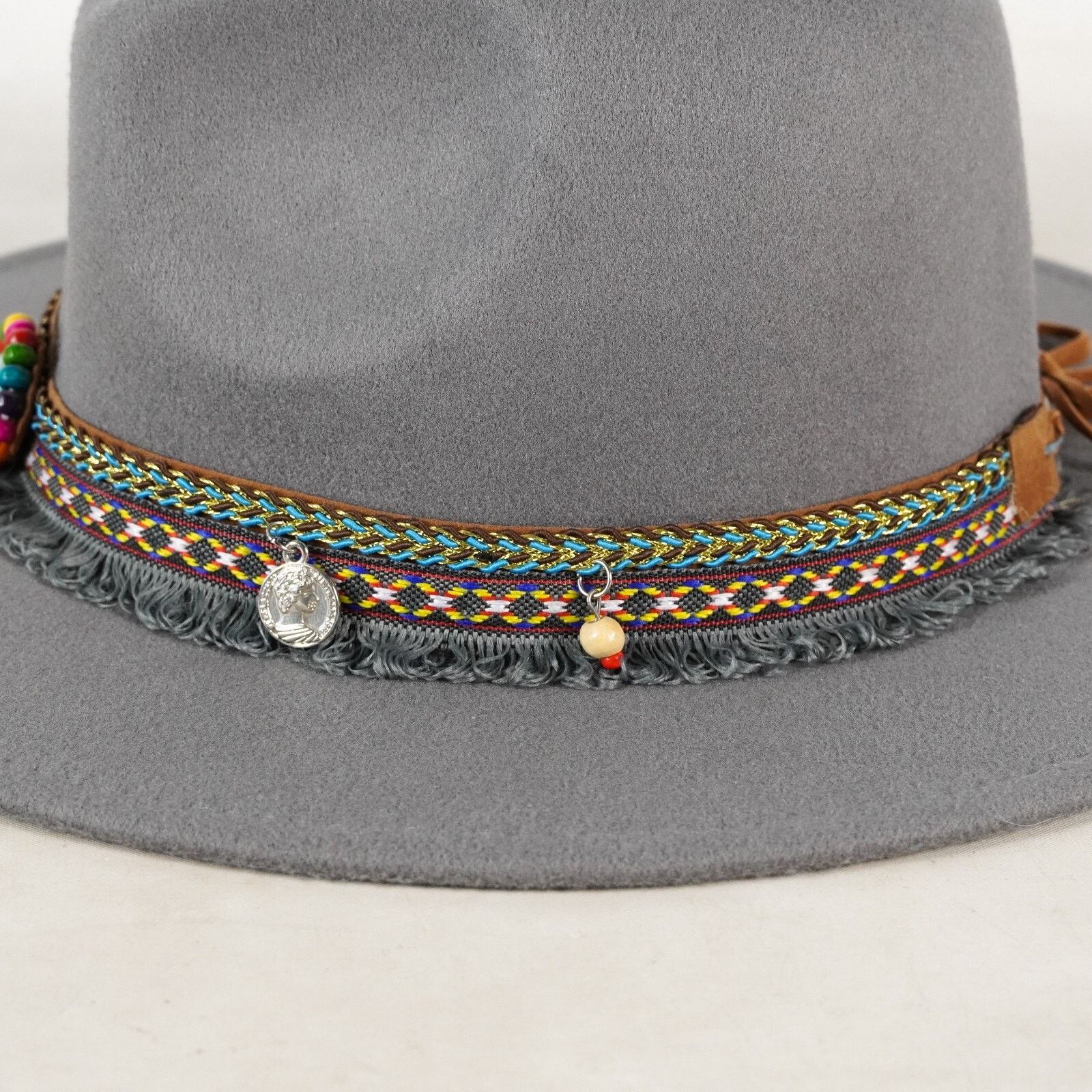 Other Boho Wide Brim Fedora Hat Western Cowboy Bucket Cap Sunhat Size ONE SIZE - 8 Thumbnail