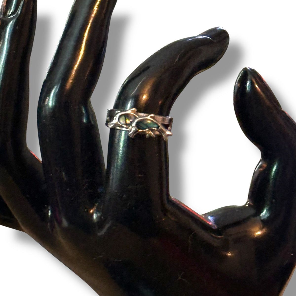 Vintage Vintage silver tone jumping abalone dolphins ring Size ONE SIZE - 2 Thumbnail