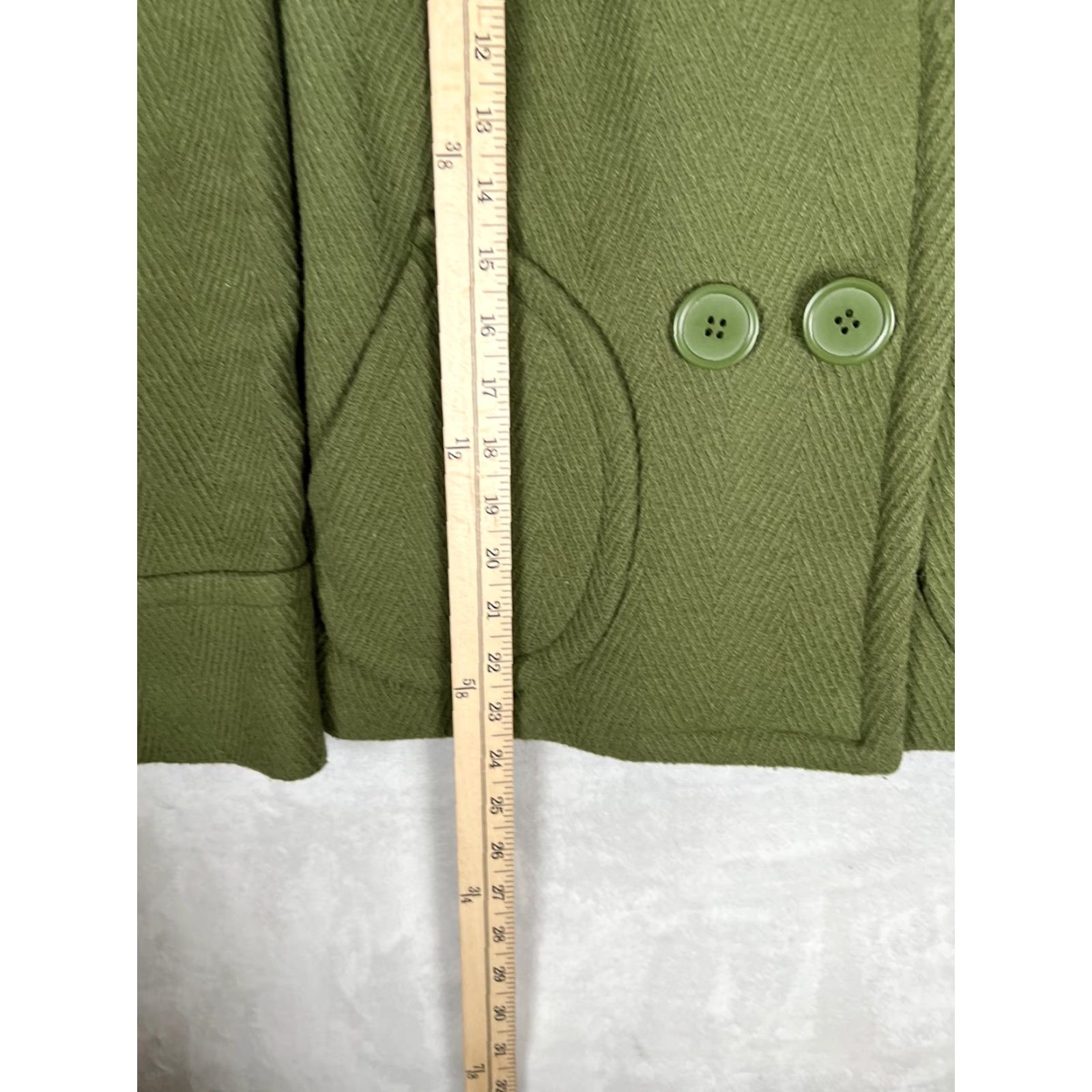 Mossimo Mossimo Coat Womens Medium Green Wool Herringbone Pea Coat Button Front Lined Size M / US 6-8 / IT 42-44 - 3 Thumbnail