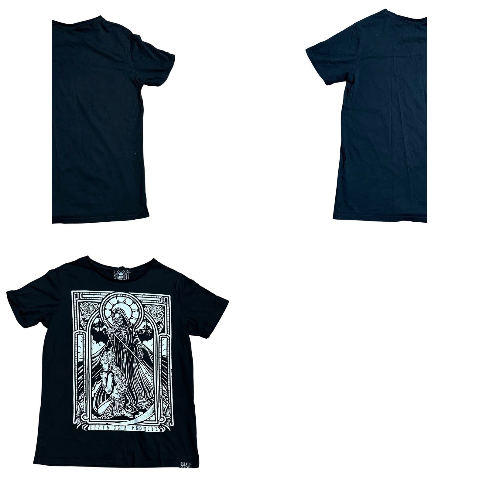 Killstar VINTAGE Killstar Grim Reaper Tarot Card Black Short Sleeve Shirt Unisex Adult Large Size US L / EU 52-54 / 3 - 9 Thumbnail