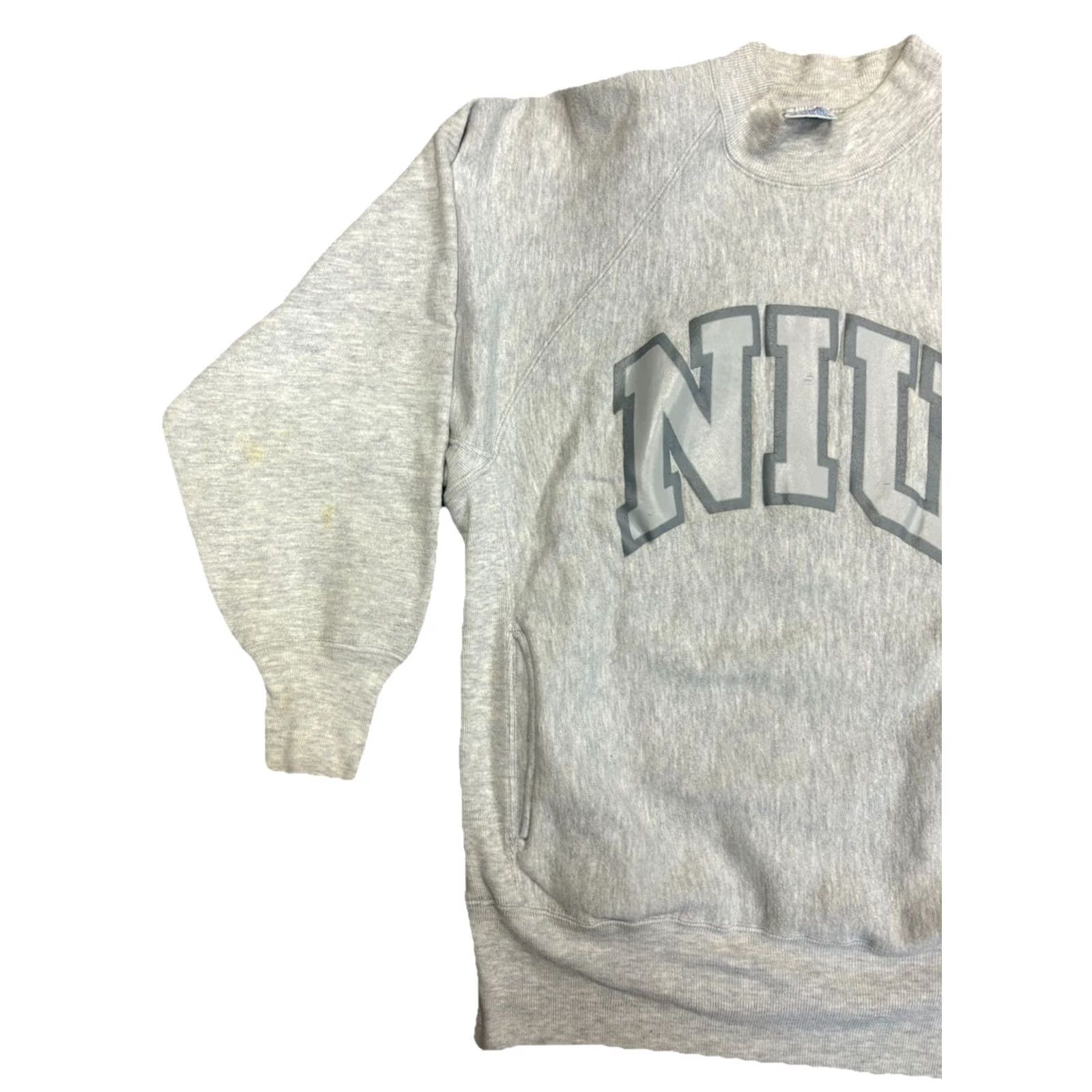 Champion VINTAGE Champion Reverse Weave NIU Sweatshirt Gray Crew Neck USA Made Sz Large Mens Sweatshirt Graphic Print 90s NIU Size US L / EU 52-54 / 3 - 2 Thumbnail