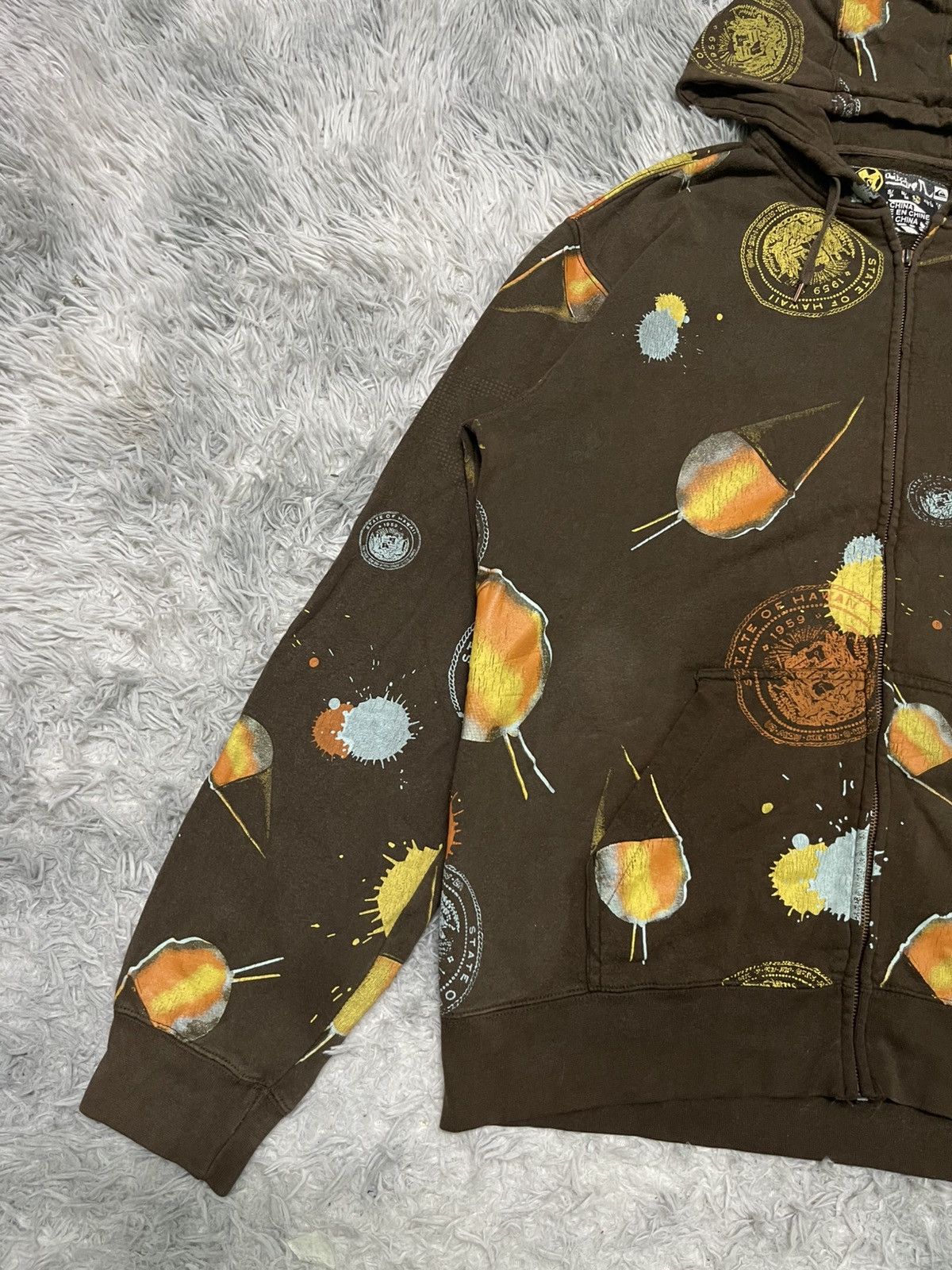 Quiksilver 2000s QUICKSILVER HAWAII ALL OVERPRINT HOODIE ZIPPER Size US L / EU 52-54 / 3 - 3 Thumbnail