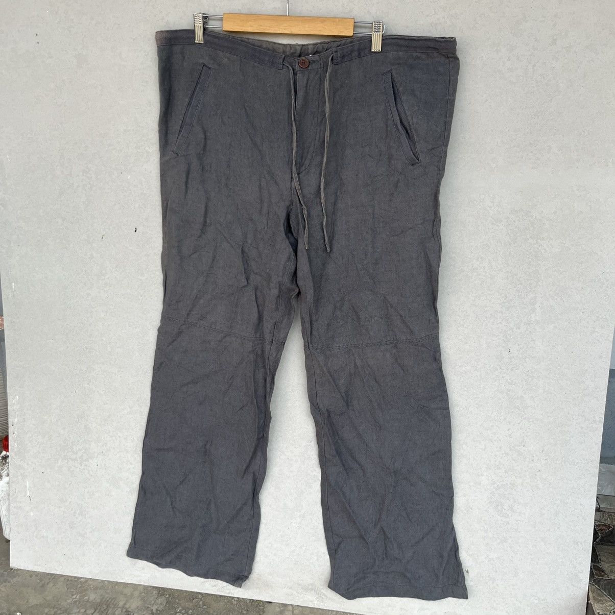 Other Vintage Grey Linen Trousers With Drawstring Waist Size L Size 32" / US 10 / IT 46 - 2 Thumbnail