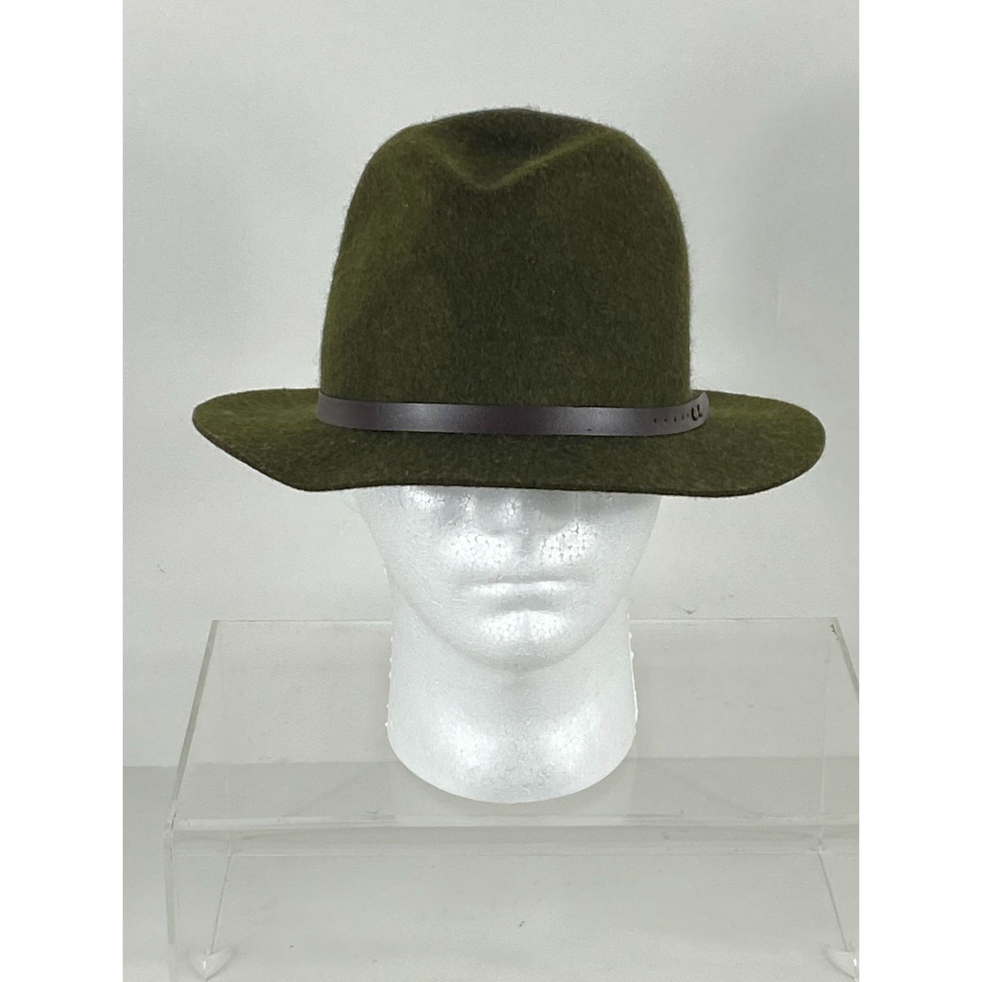Other Unbranded Green Wool Fedora Hat with Leather Band Accent Men Size ONE SIZE - 1 Thumbnail