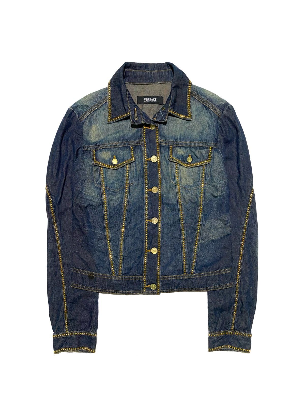 Versace Jeans Couture VERSACE JEAN COUTURE STUDDED DISTRESSED DENIM JACKET Size M / US 6-8 / IT 42-44 - 1 Thumbnail