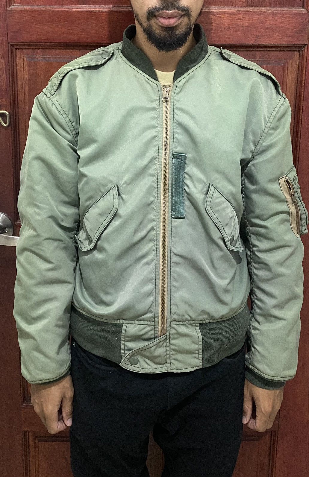 Evisu Rare Vintage 90s Evis Ma-1 Olive Green Bomber Jacket Size US S / EU 44-46 / 1 - 5 Thumbnail