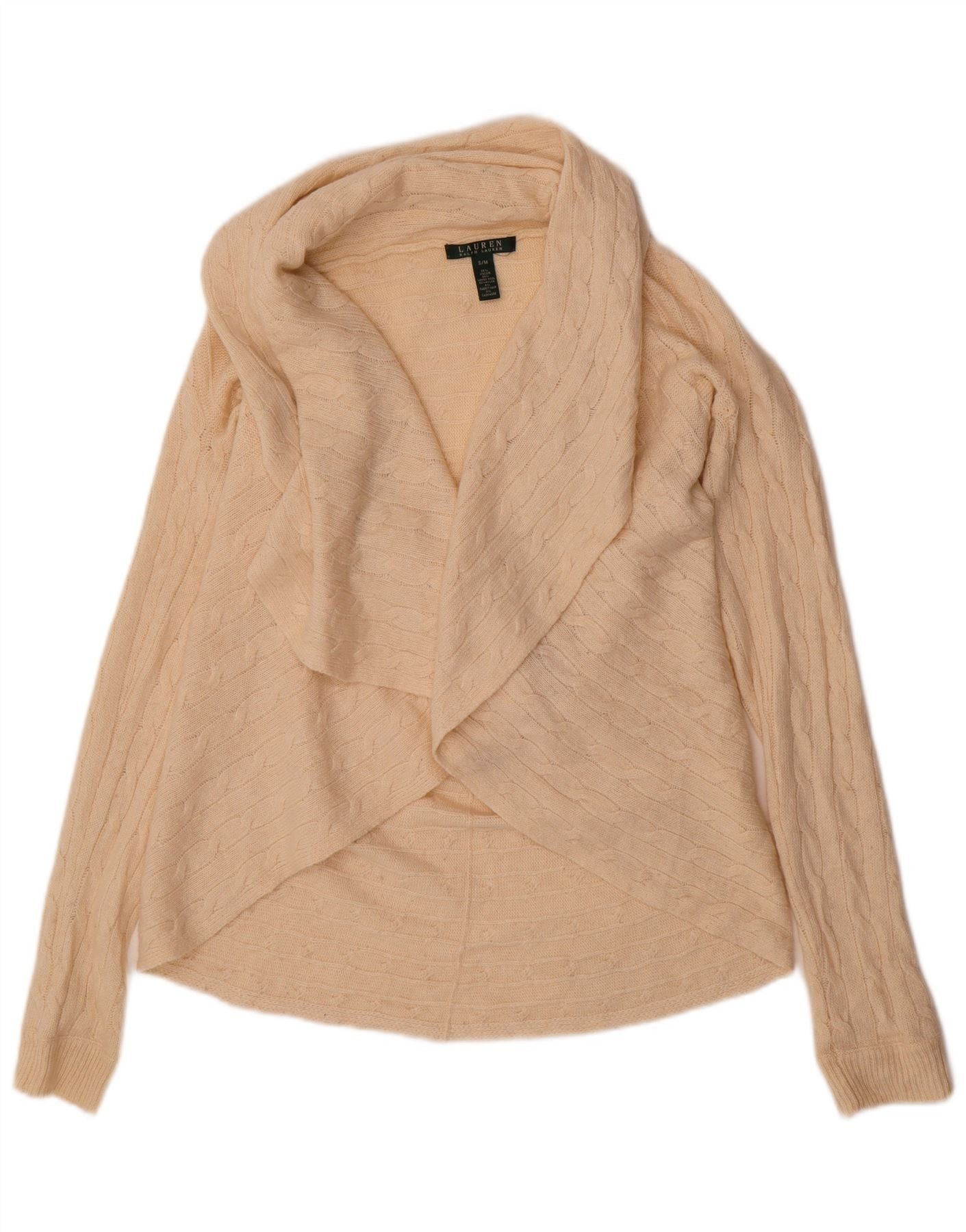 Ralph Lauren Womens Overd Open Cardigan Sweater UK 10 Small Beige Size L / US 10 / IT 46 - 1 Thumbnail