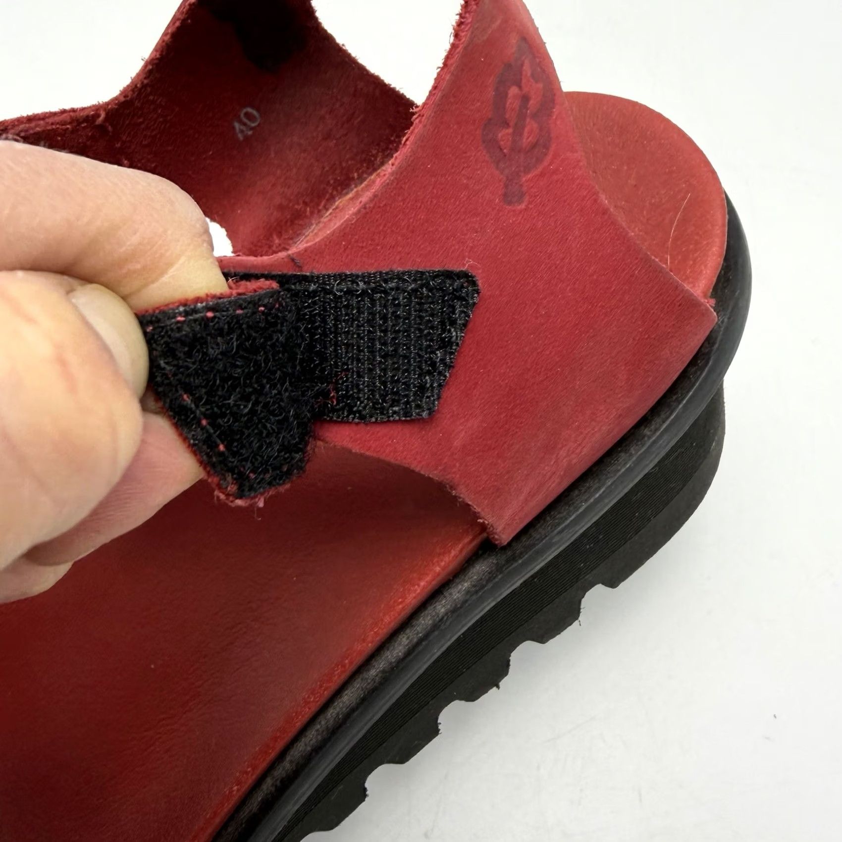 Vintage Loints of Holland Sandals Womens 9 Red Leather Ankle Strap Wedge Sandal Casual Shoes Size US 8 / IT 38 - 7 Thumbnail