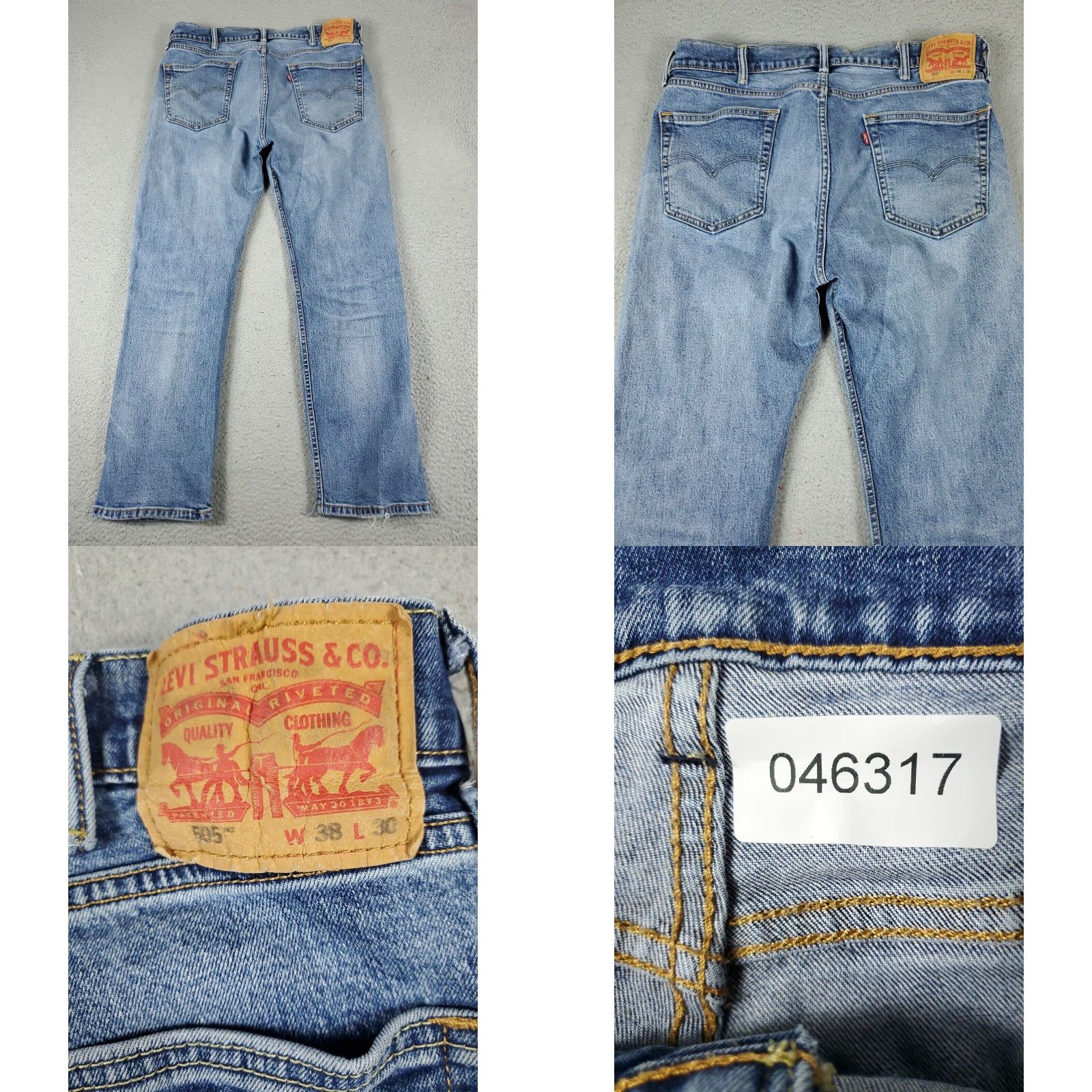 Levi's Levis 505 Jeans Mens 38x30 Blue Straight Leg Denim Pants Size US 38 / EU 54 - 8 Thumbnail