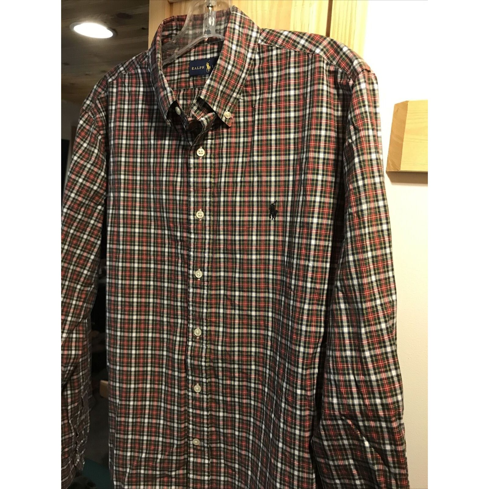 Ralph Lauren Ralph Lauren Men’s 16.5 42 Red Green Check LS Cotton Shirt Size US L / EU 52-54 / 3 - 6 Thumbnail