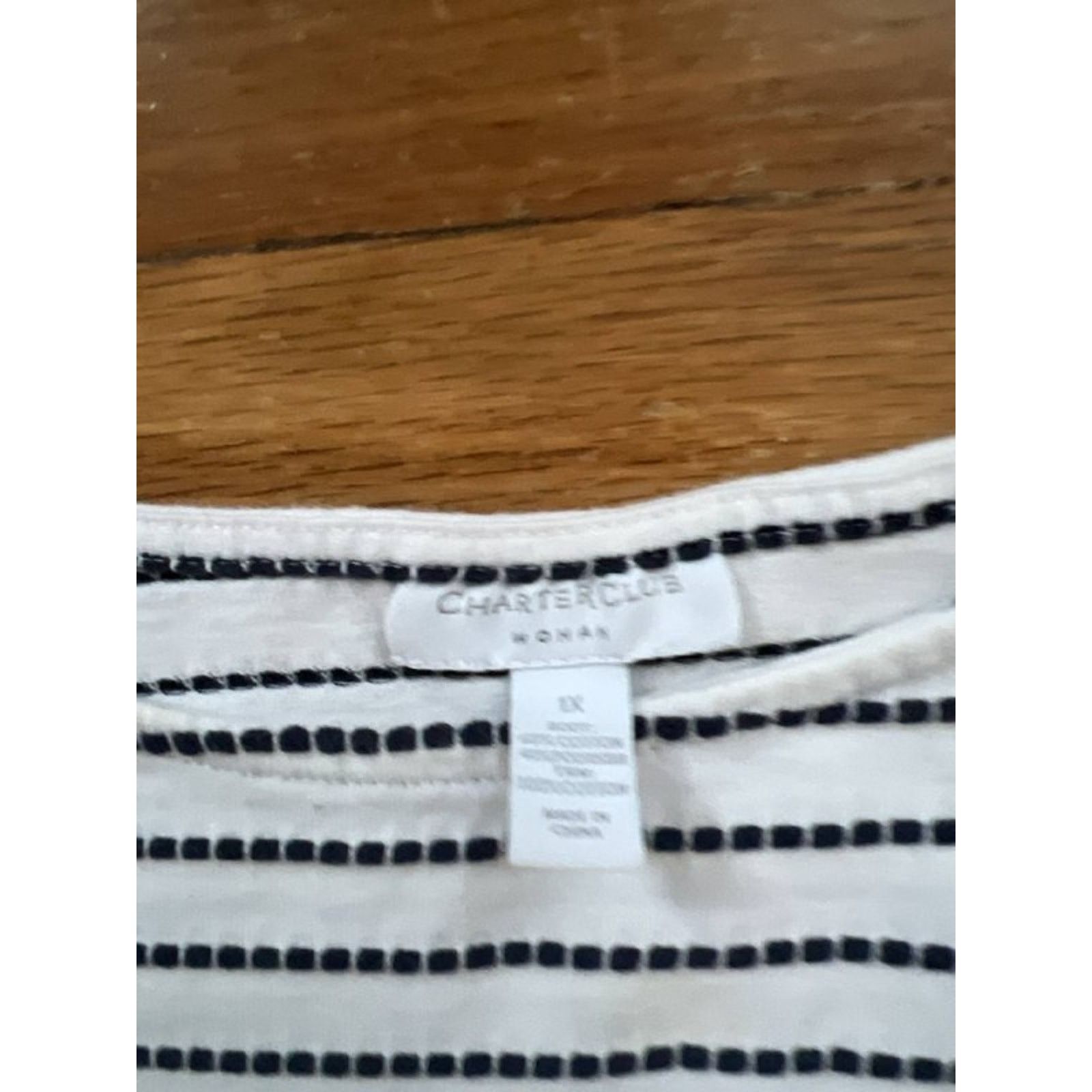 & Other Stories Charter 3/4 Top Cotton Embroidery White/Black 1X A001874 Size 4XL / US 24-26 - 5 Thumbnail