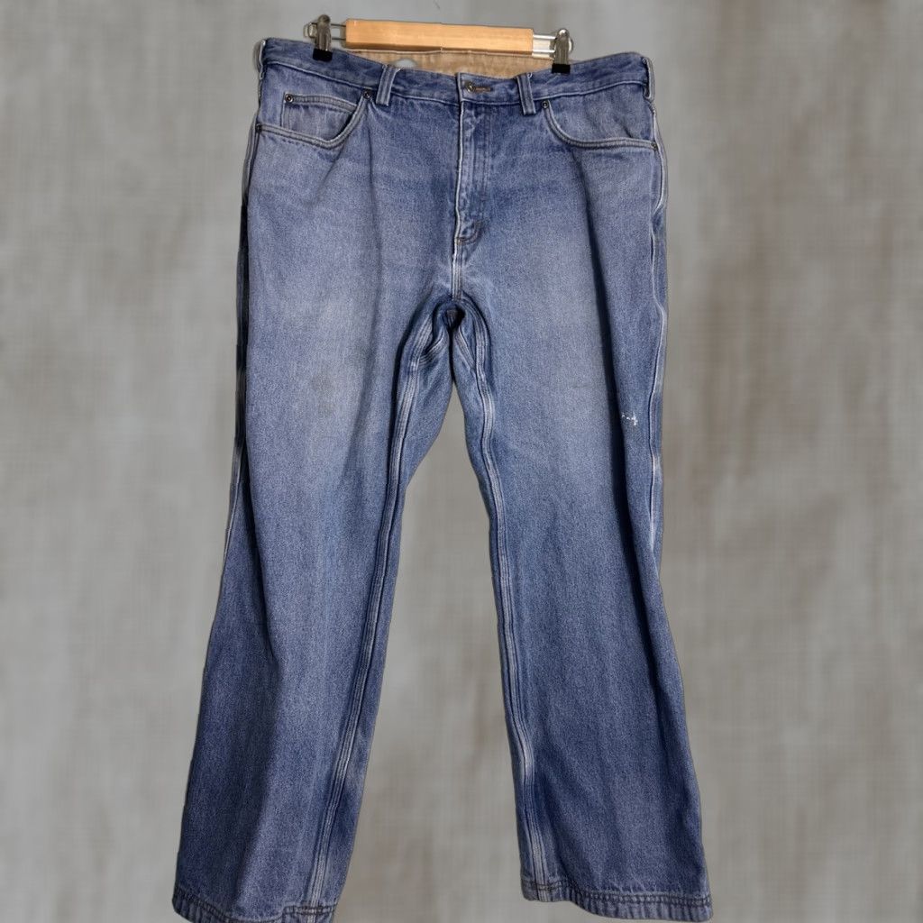 CO Duluth Mens Jeans 38x30 Medium Wash Flannel Lined Straight Paint Stains Blue 38 Regular Mens Size US 38 / EU 54 - 1 Thumbnail