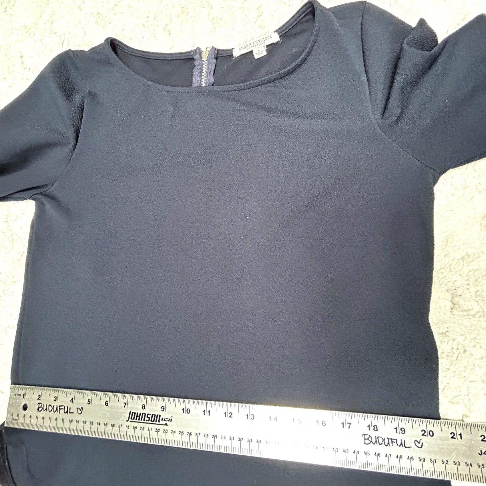 Bell Green Envelope Blouse Boat Neck 3/4 Bell Sleeve Top Black Large Women Size L / US 10 / IT 46 - 8 Thumbnail