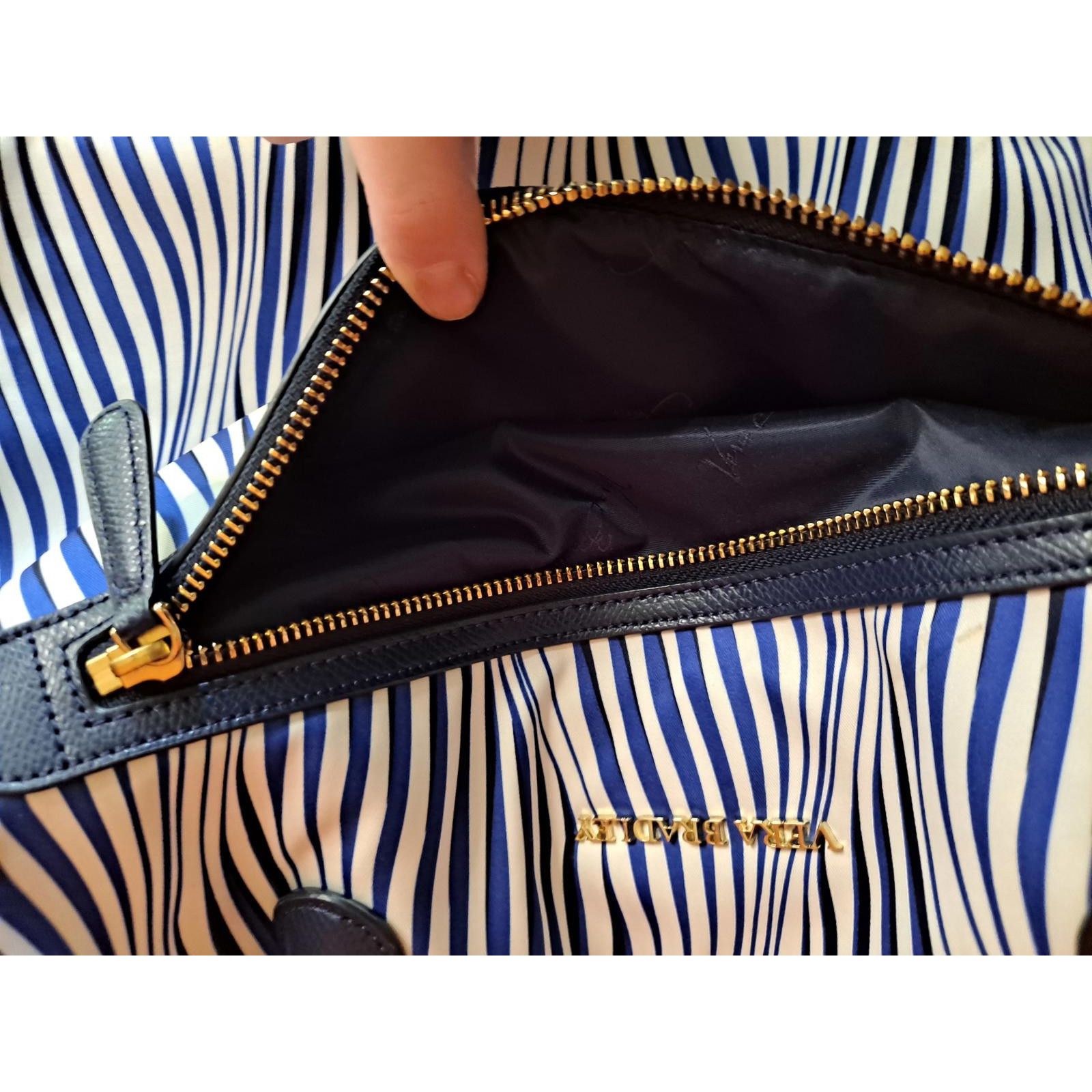 Vera Bradley Vera Bradley Large Blue, Black and White Shoulder/Tote Bag Size ONE SIZE - 4 Thumbnail