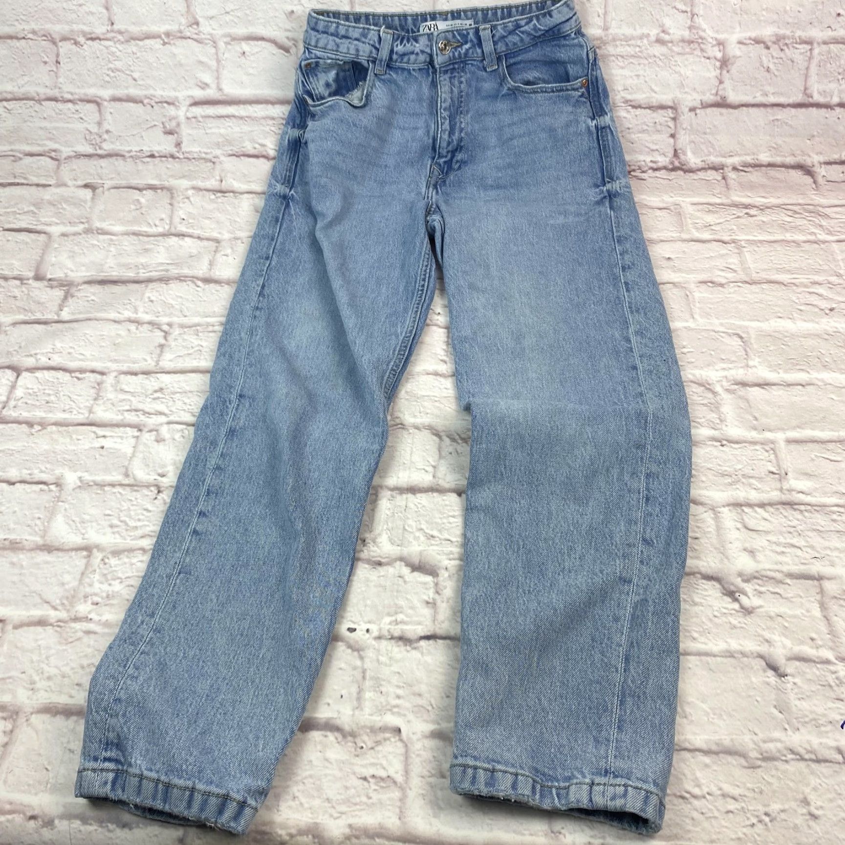 Zara Zara Jeans Womens 4 Blue High Rise Straight Leg Denim Classic Casual 36 26W EUC Size 27" / US 4 / IT 40 - 4 Thumbnail