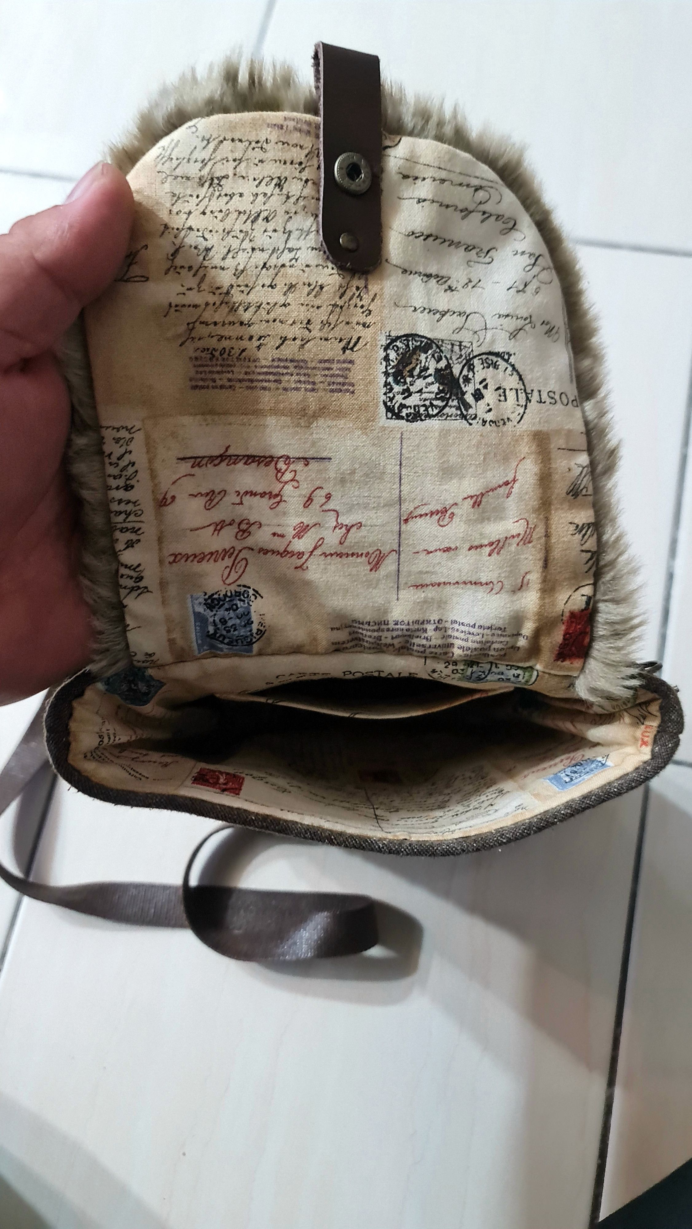 Leather Rare Fur Slim Bag Maps Size ONE SIZE - 5 Thumbnail