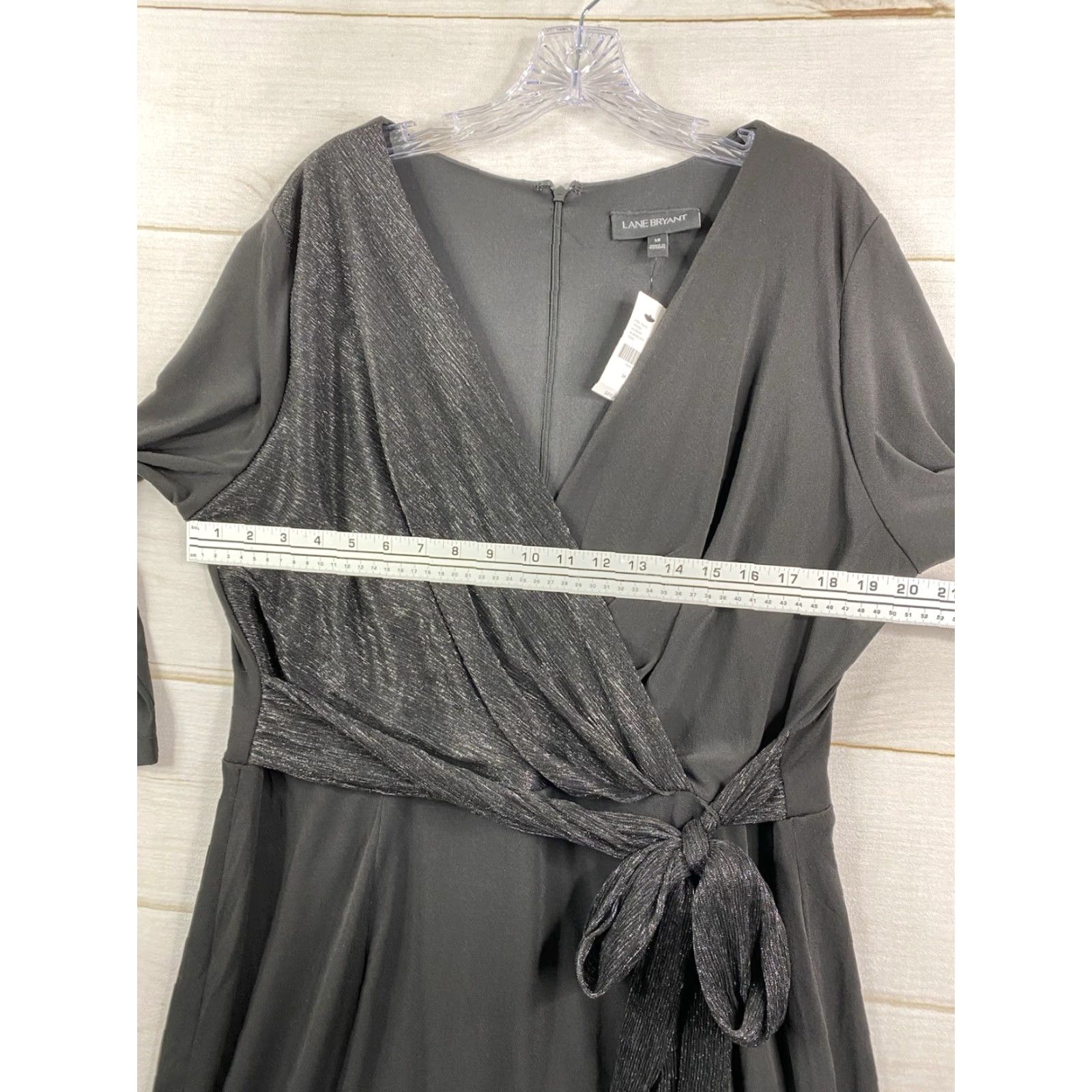 Vintage Lane Bryant Dress Womens 18 Black Faux Wrap Sparkly Party 3/4 Sleeve Stretch NWT Size XXL / US 16-18 / IT 52-54 - 5 Thumbnail