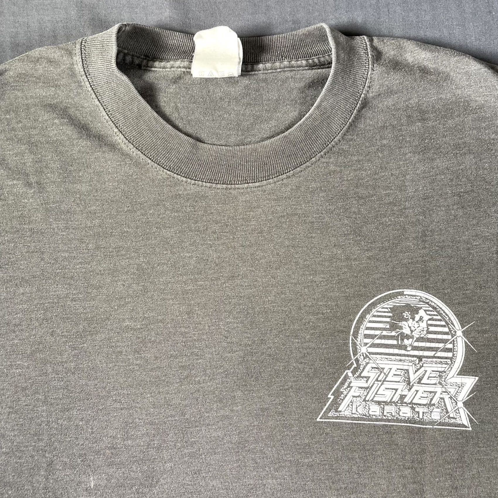 Vintage VINTAGE Steve Fisher Karate Shirt Mens L Gray Panther Tee 90s(?: Martial Arts, Graphic Print, Back Graphic) Size US L / EU 52-54 / 3 - 4 Thumbnail