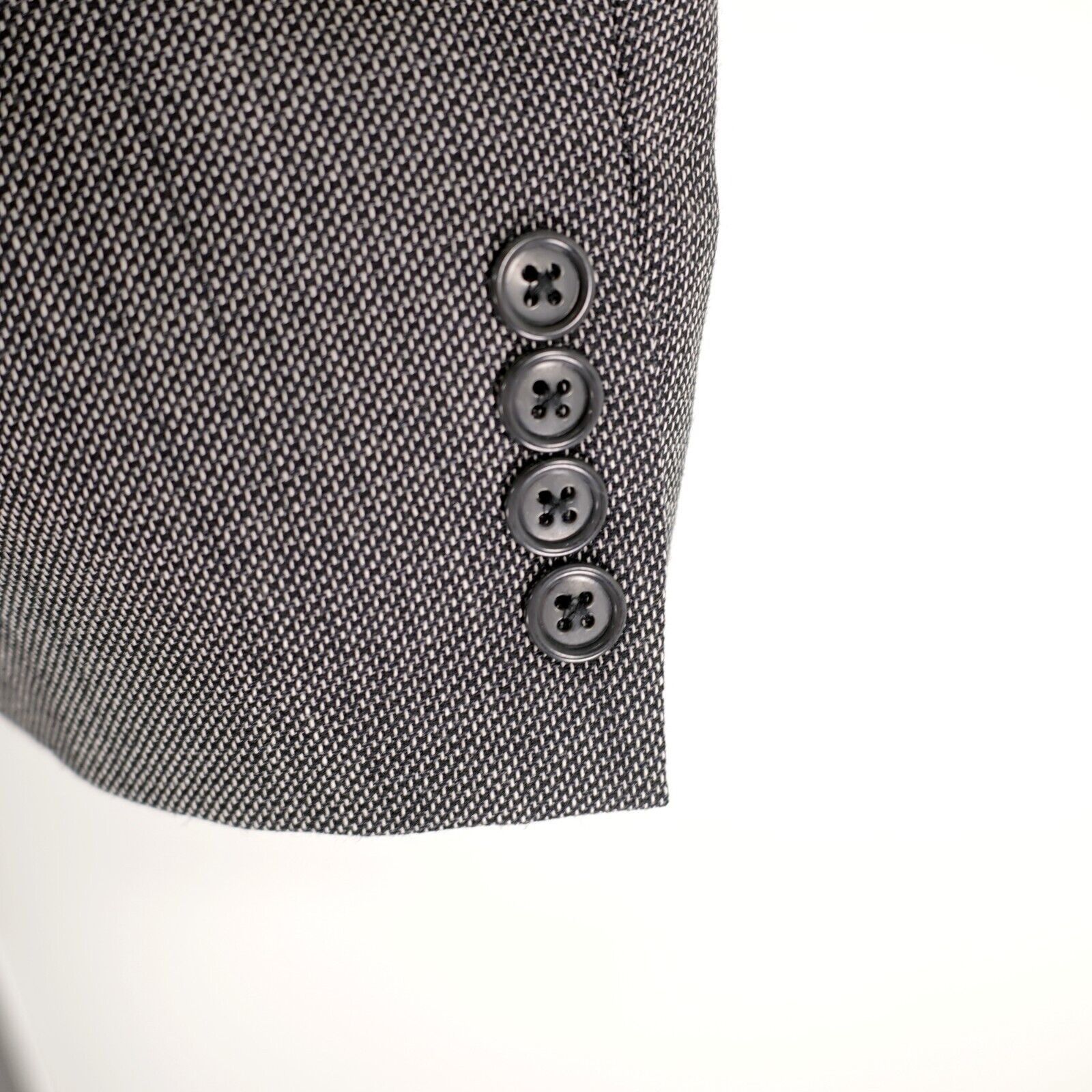 Calvin Klein Calvin Klein Lord & Taylor White Black Check Textured Wool 2 Size 44S - 3 Thumbnail