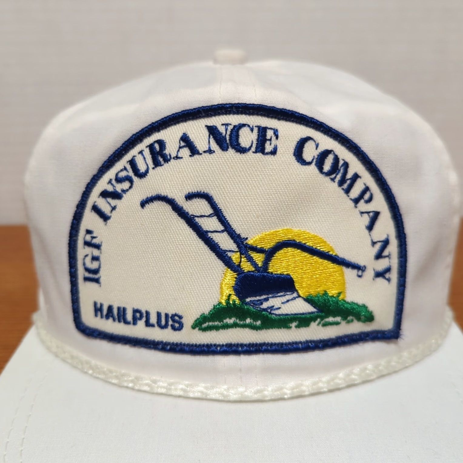 Roper VINTAGE K-Brand IGF Insurance Hat Cap Big Patch Rope Embroidered Made USA - Trucker Hat - One Size - White - Men - 90s - USA - Adjustable Size ONE SIZE - 7 Thumbnail