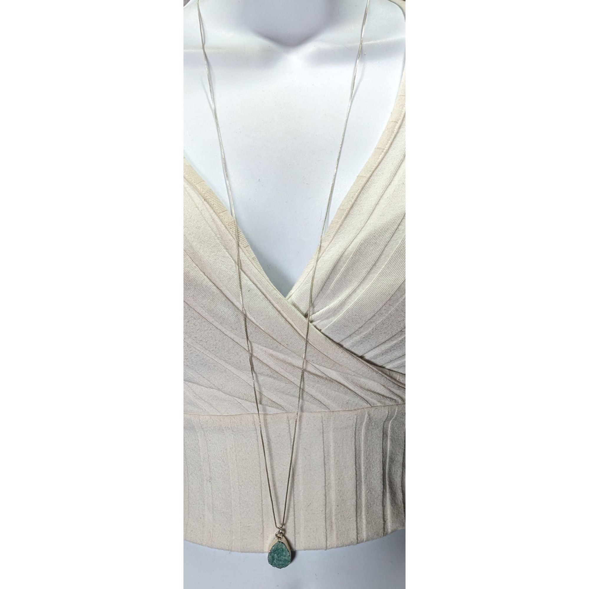 Other Mermaidcore Aqua Blue Druzy Teardrop Pendant On Silver Tone Size ONE SIZE - 4 Thumbnail