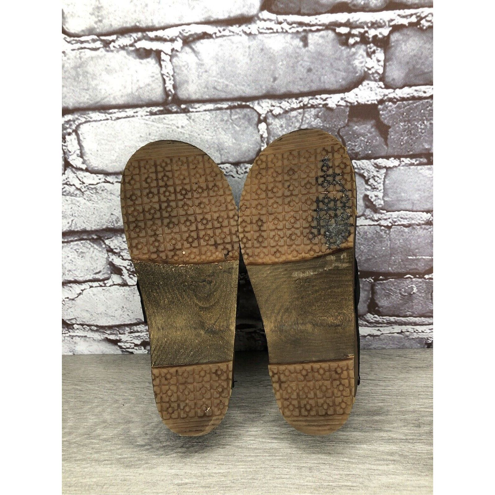 Other Sandgrens Handmade Swedish Black Nubuck Leather Wood Clogs W Size US 6 / IT 36 - 14 Thumbnail