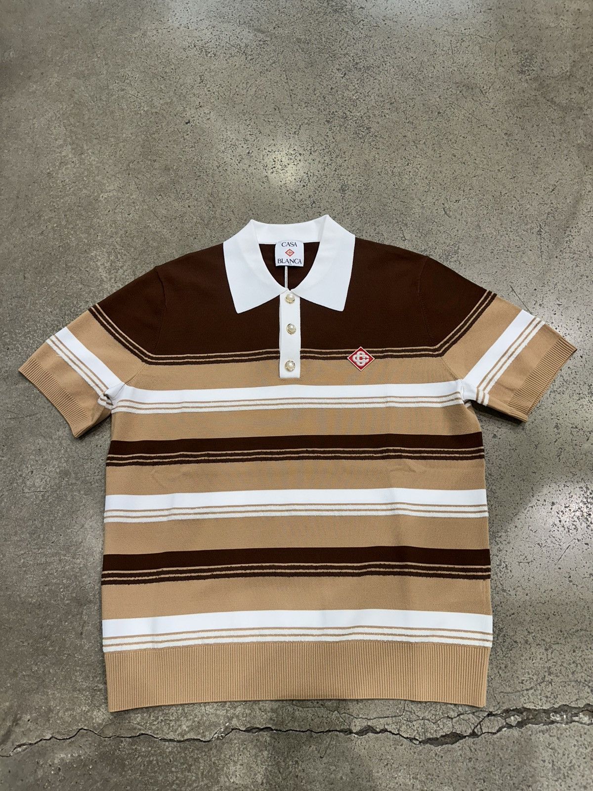 Casablanca CASABLANCA - Chicano Striped Polo Beige Brown Size US M / EU 48-50 / 2 - 1 Thumbnail
