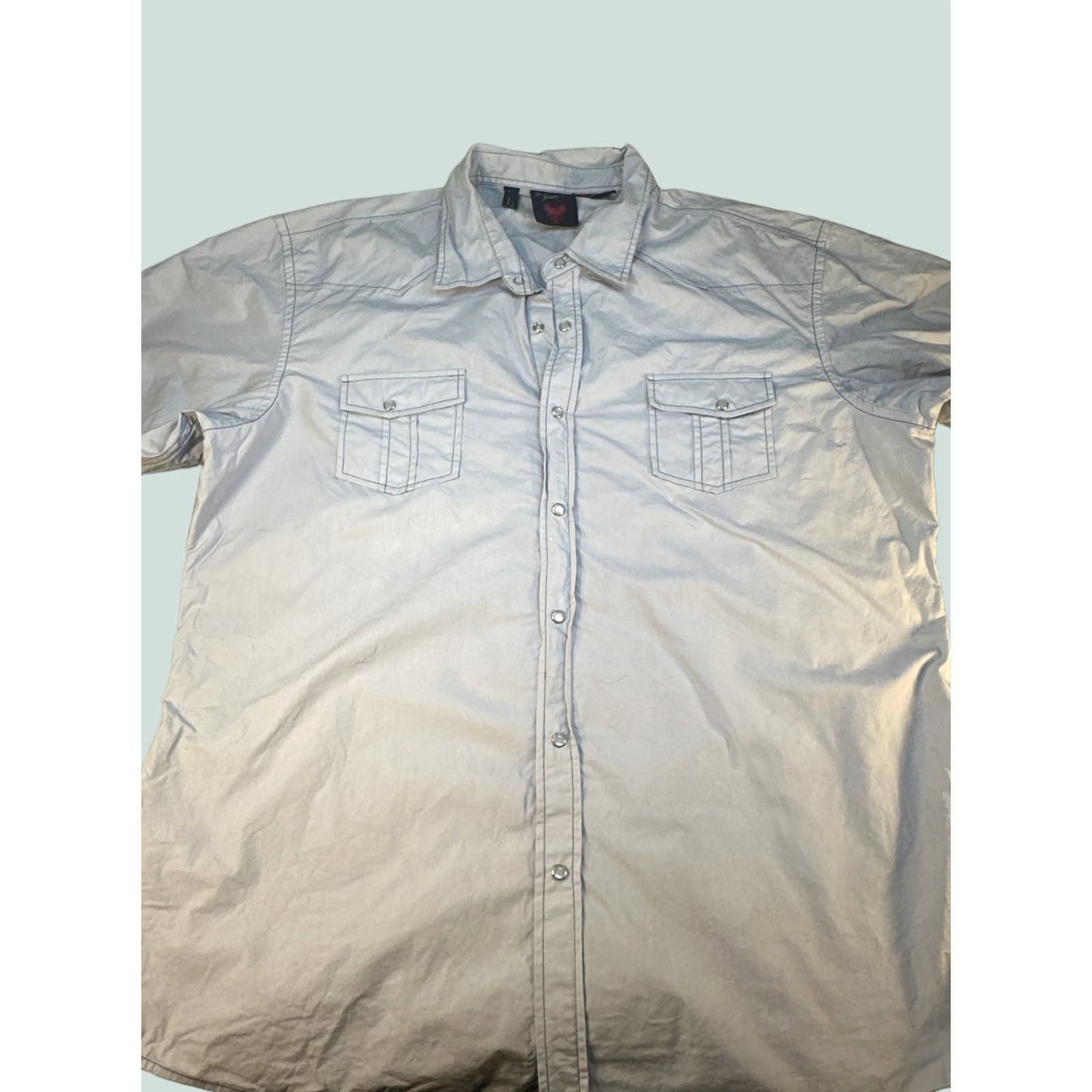 Griffin Y2K Attrak Jeans Western Snap Shirt Griffin Gothic XXL Mens Button-Up Long Sleeve Blue 100% Cotton Vintage N/A Size US XXL / EU 58 / 5 - 1 Thumbnail