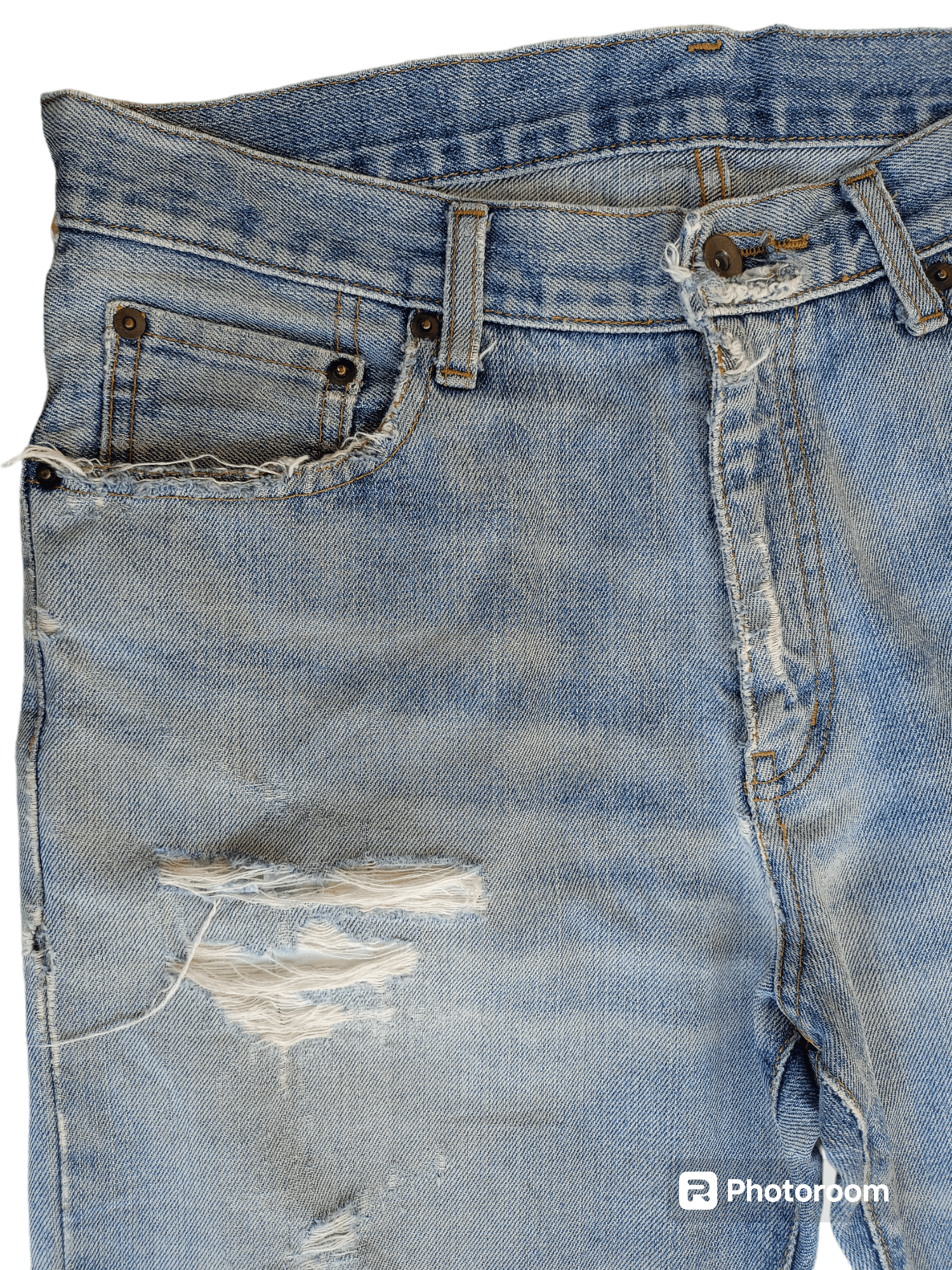 UNIQLO Distressed, Cropped Wide Leg Streetwear Denim