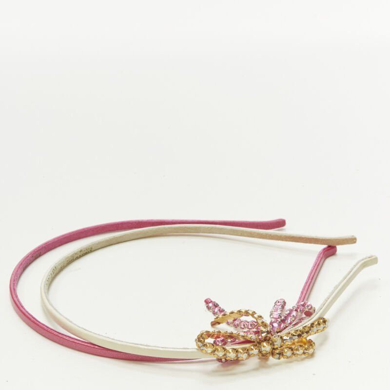 Other ALEXANDER ZOUARI LOT OF 2 white pink leather crystal ribbon bow headband Size ONE SIZE - 1 Thumbnail