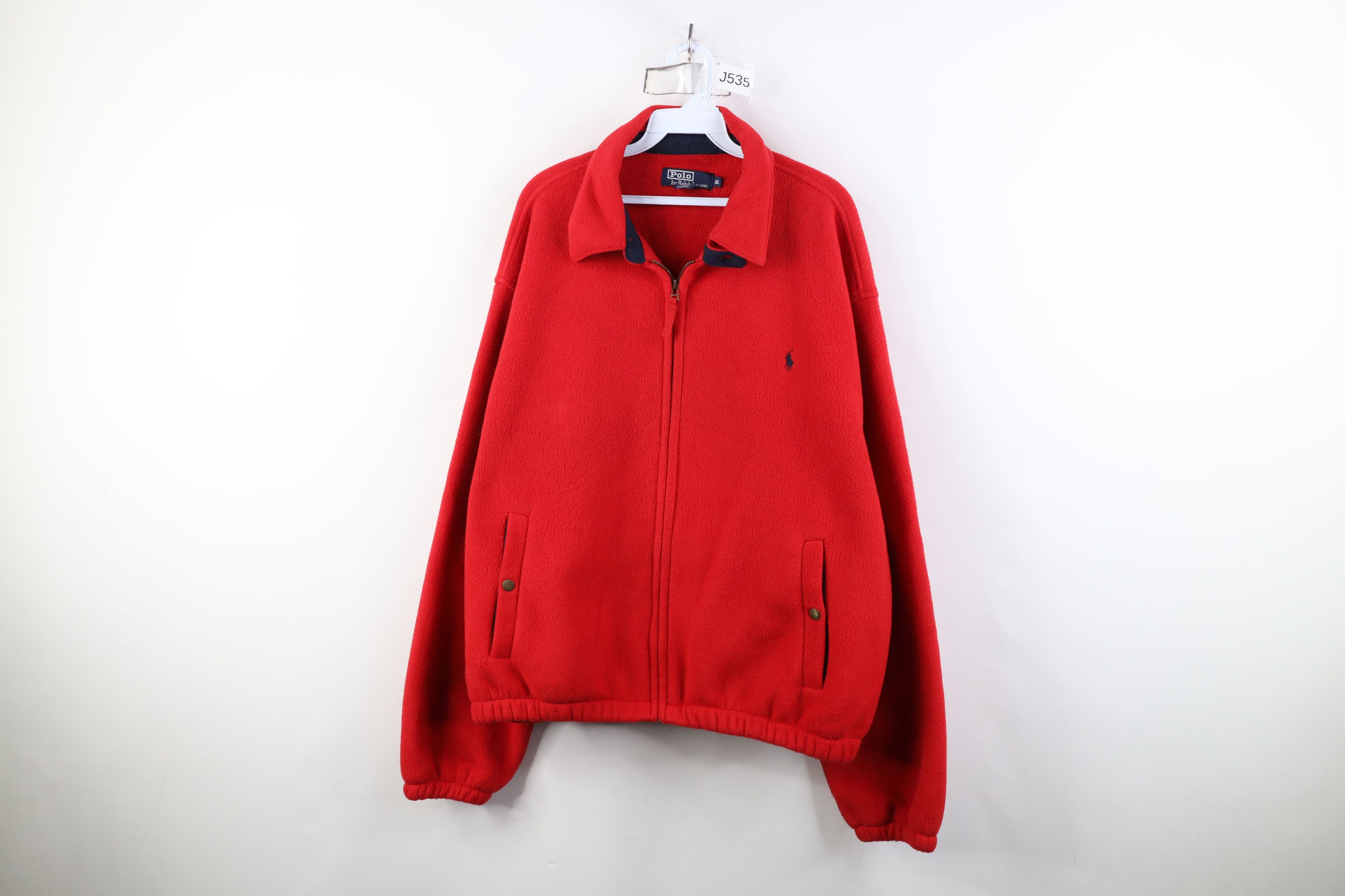 Ralph Lauren Vintage 90s Ralph Lauren Fleece Full Zip Bomber Jacket Red Size US XL / EU 56 / 4 - 1 Thumbnail