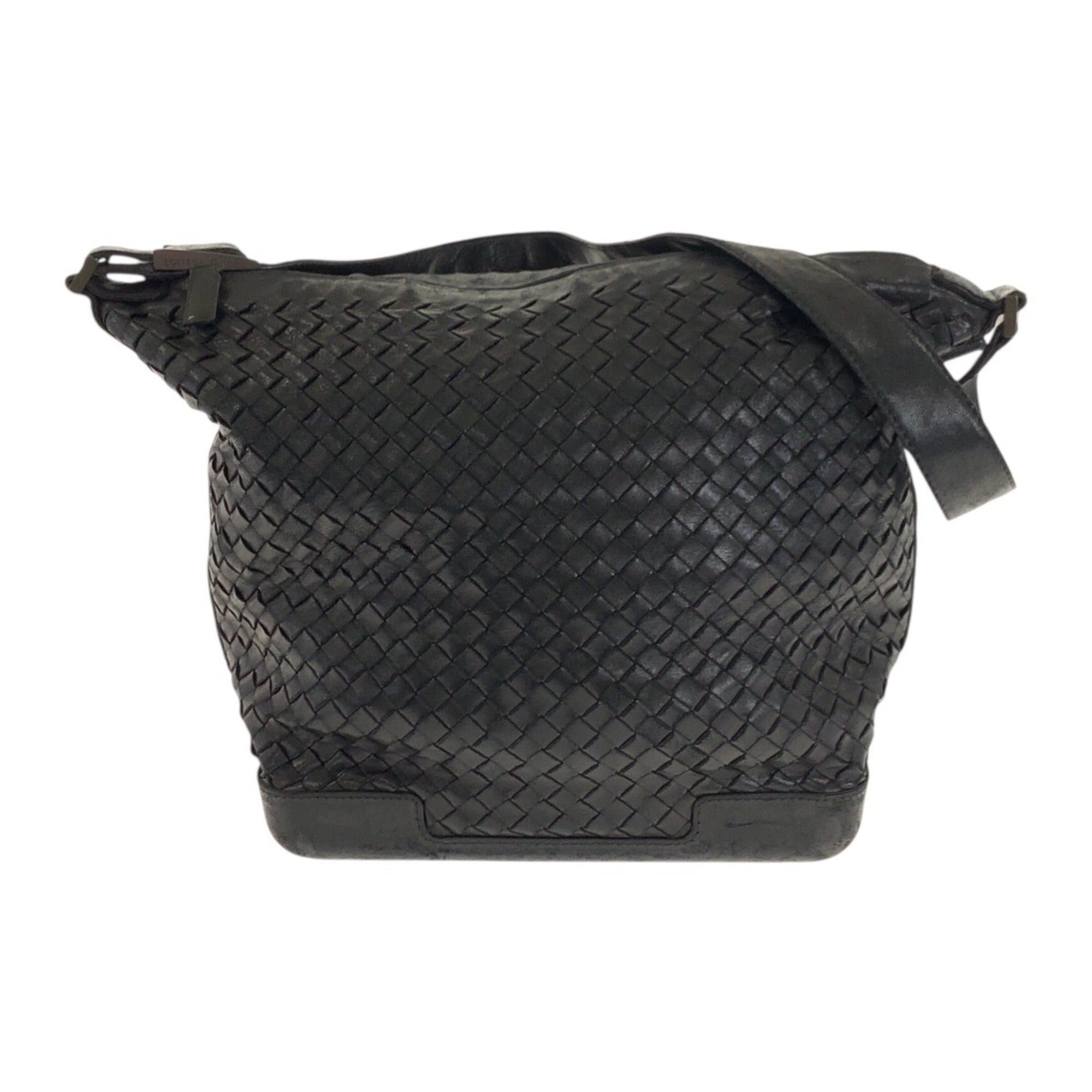 Bottega Veneta BOTTEGA VENETA Intrecciato Leather Shoulder Bag, Black with Gunmetal Hardware, 10600106071NE Size ONE SIZE - 1 Thumbnail