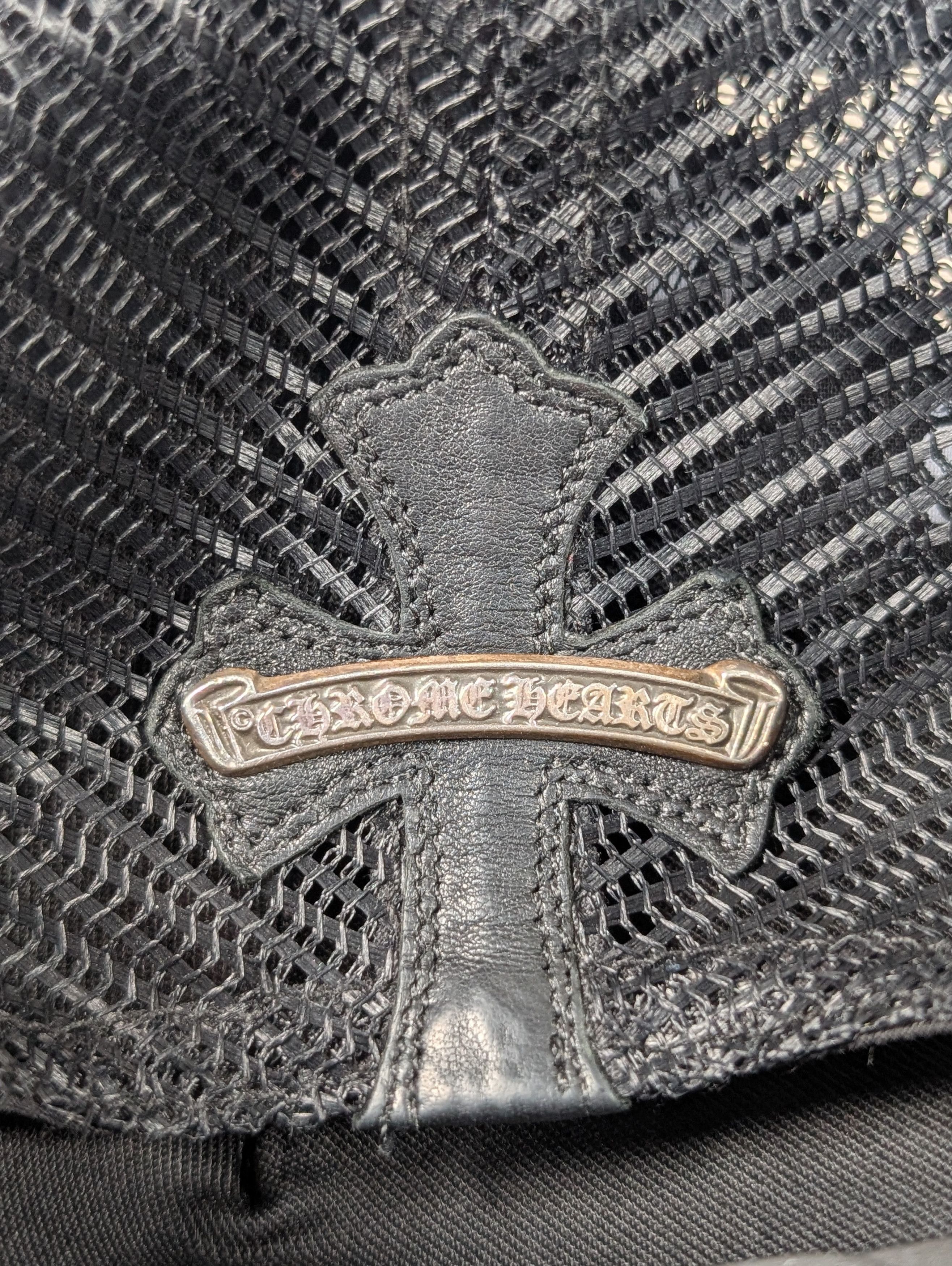 Chrome Hearts Chrome Hearts Leather Cemetery Cross Trucker Hat Black Size ONE SIZE - 4 Thumbnail