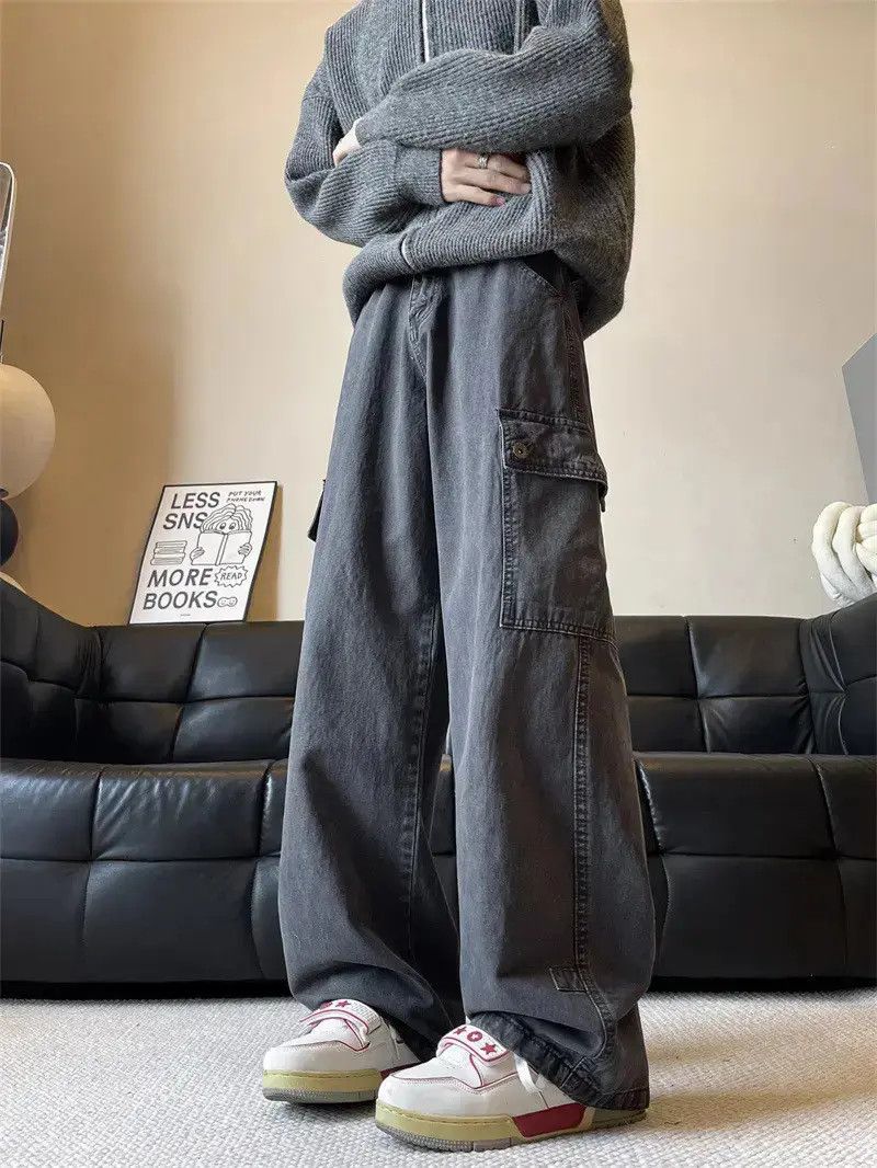 Japanese Brand Retro loose casual straight leg wide leg jeans Size US 32 / EU 48 - 1 Thumbnail