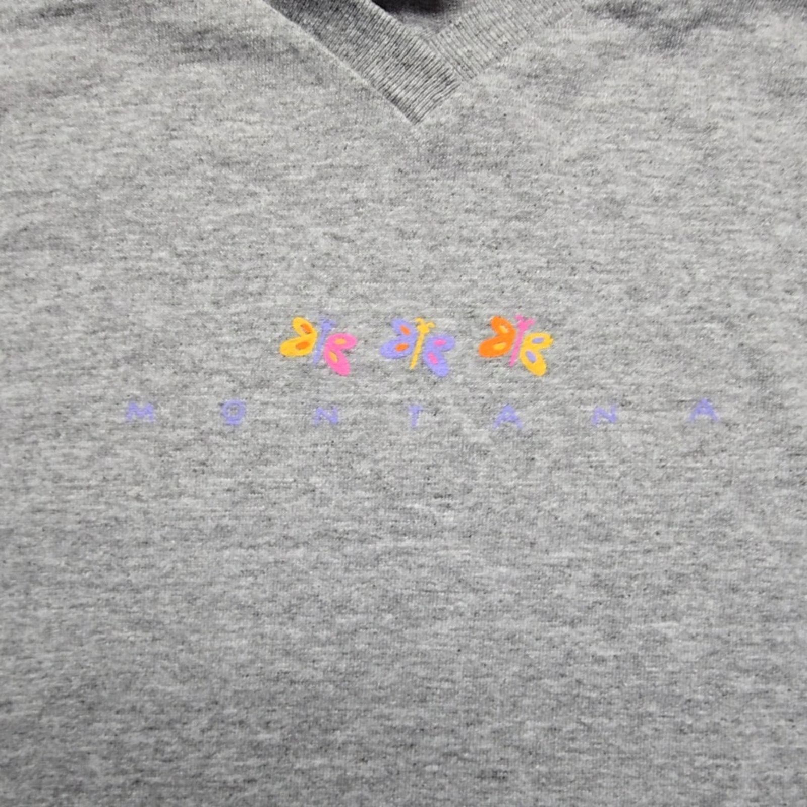 Other Vintage Montana Butterfly Shirt Gray V-Neck Womens M Tee 90s Size M / US 6-8 / IT 42-44 - 2 Thumbnail