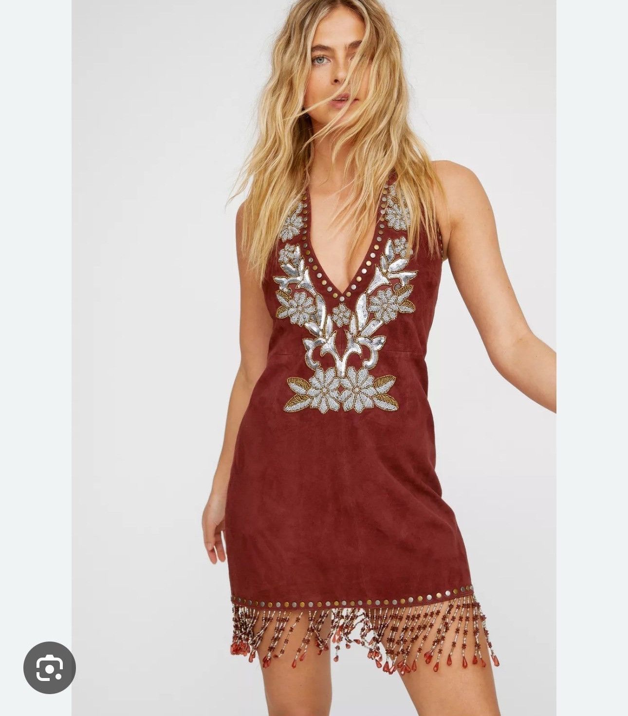 Nasty Gal Real Suede Applique Halterneck Mini Dress Size S / US 4 / IT 40 - 3 Thumbnail
