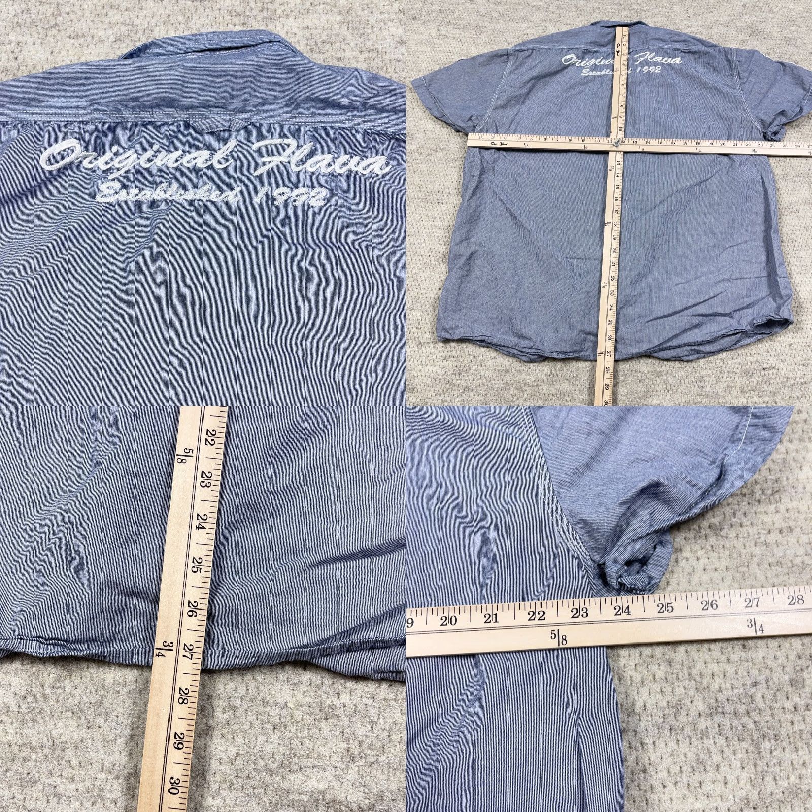 Phat Farm VINTAGE Phat Farm Shirt Men 2XL Blue Button-Up Short Sleeve Biker Motorcycle Club Embroidered Logo Stripe Pattern Classic Top Sportswear Size US XXL / EU 58 / 5 - 9 Thumbnail