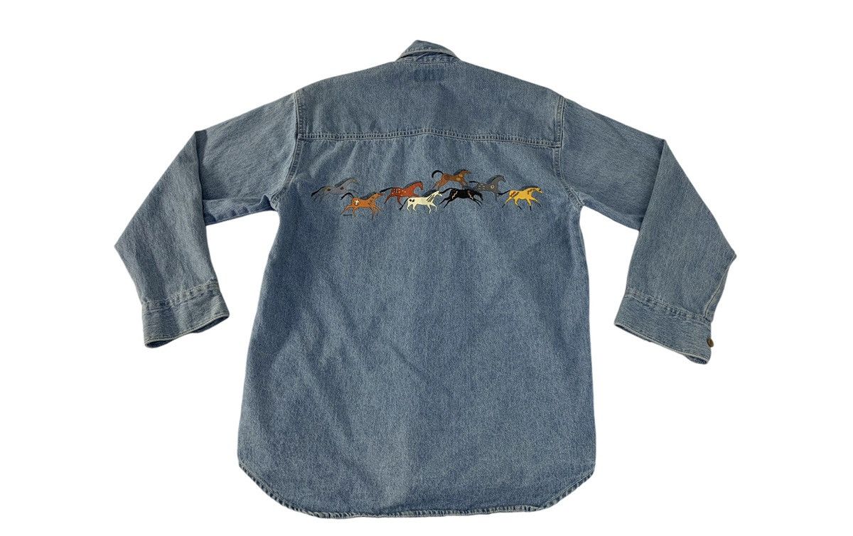 Japanese Brand TR Three Rivers Stampede Running Horse Chambray Longsleeve Size US M / EU 48-50 / 2 - 2 Thumbnail