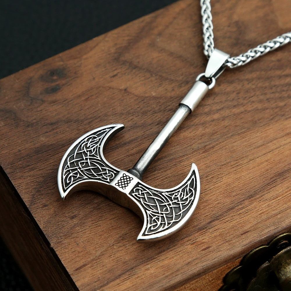 Vintage Viking Axe for Men Pendant Necklace Size ONE SIZE - 2 Thumbnail